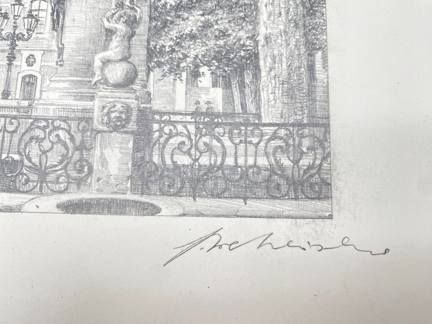 DEUTSCHER KÜNSTLER HEINZ WEHLISCH ZEICHNUNG LIPPSTADT RATHAUS HANDSIGNIERT