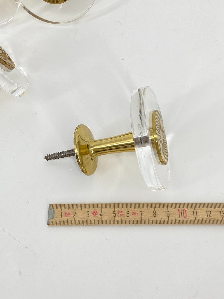 * 5 x PLEXIGLAS PLEXI MESSING GARDEROBENHAKEN VINTAGE MÖBELGRIFF 60ER