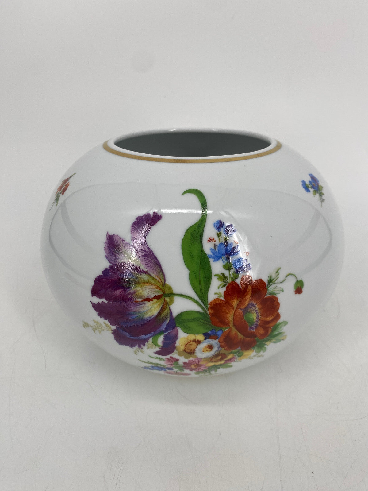 * ANNABURG PORZELLAN BLUME VASE STREUBLUMEN BLUMENSTRAUß BEMALT GODRAND