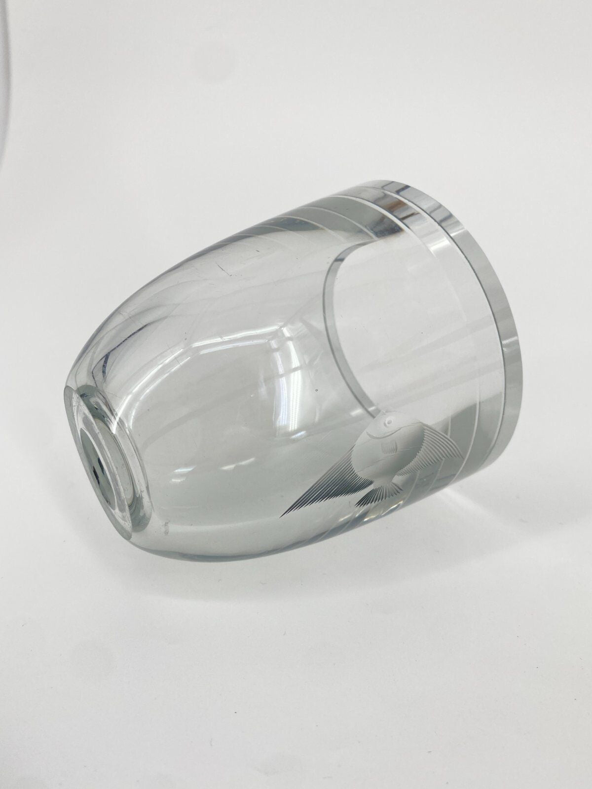 * VASE GLAS SCHWEDEN VINTAGE  KRISTALLGLAS FISCH DESIGN VINTAGE