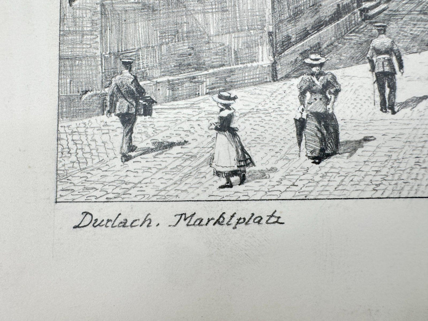 * HEINZ WEHLISCH ZEICHNUNG DURLACH MARKTPLATZ SIGNIERT