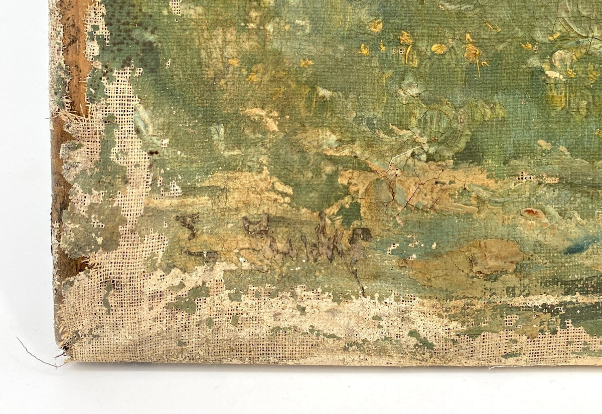 *ÖLGEMÄLDE ERNST LUCKE LANDSCHAFT WALD BÄUME BACH LEINWAND SIGNIERT