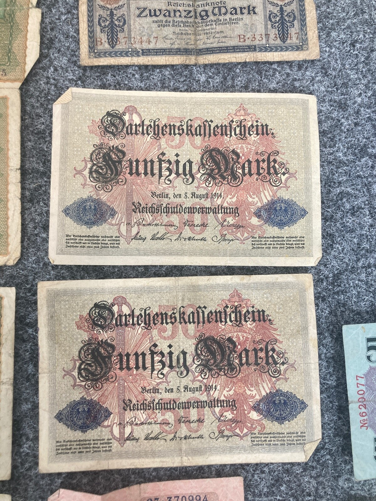 KONVOLUT REICHSBANKNOTEN FÜNFZIG MARK 50 500 1000 DARLEHENSKASSE 1915-1922