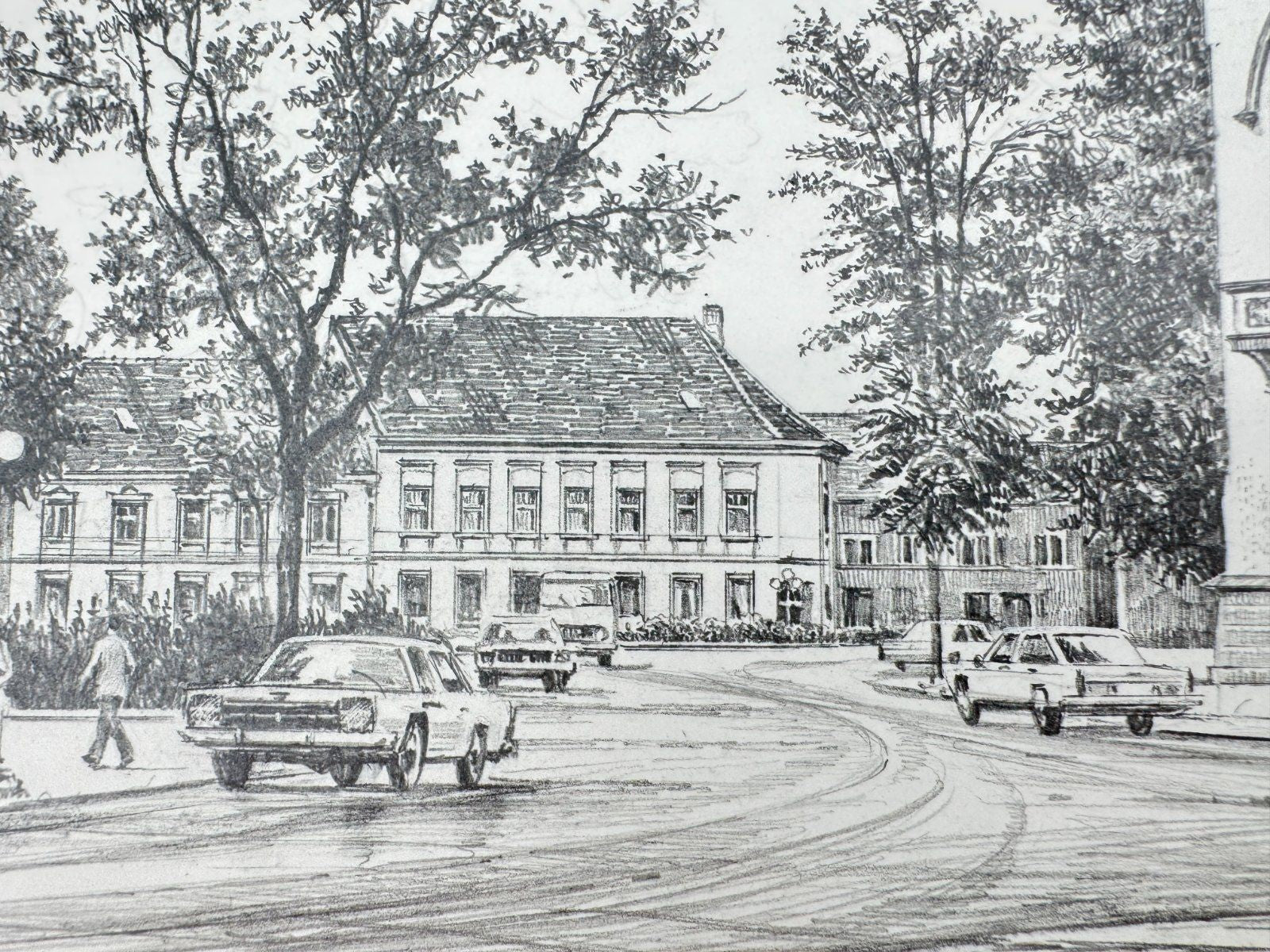 * HEINZ WEHLISCH ZEICHNUNG HAAN RATHAUS UM 1980 SIGNIERT