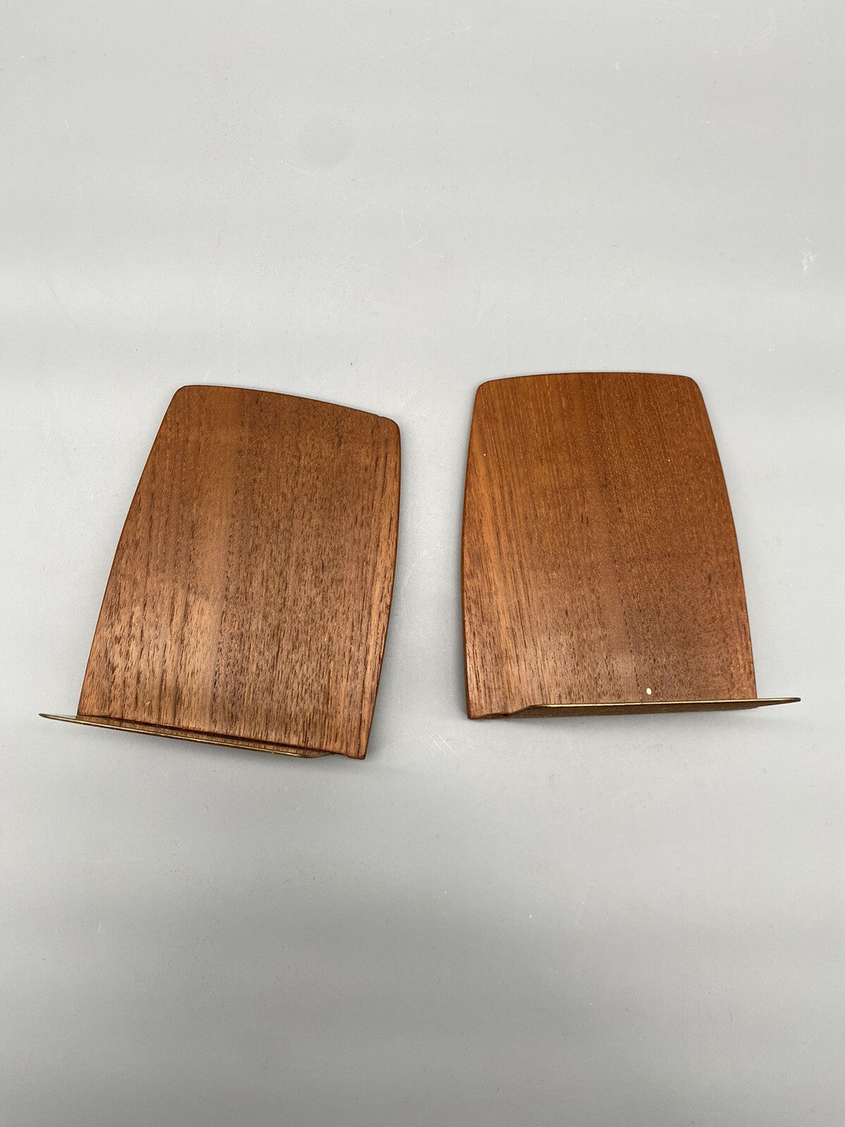 PAAR BUCHSTÜTZEN TEAK MID CENTURY MESSING SKANDINAVIEN DENMARK 60ER 70ER VINTAGE