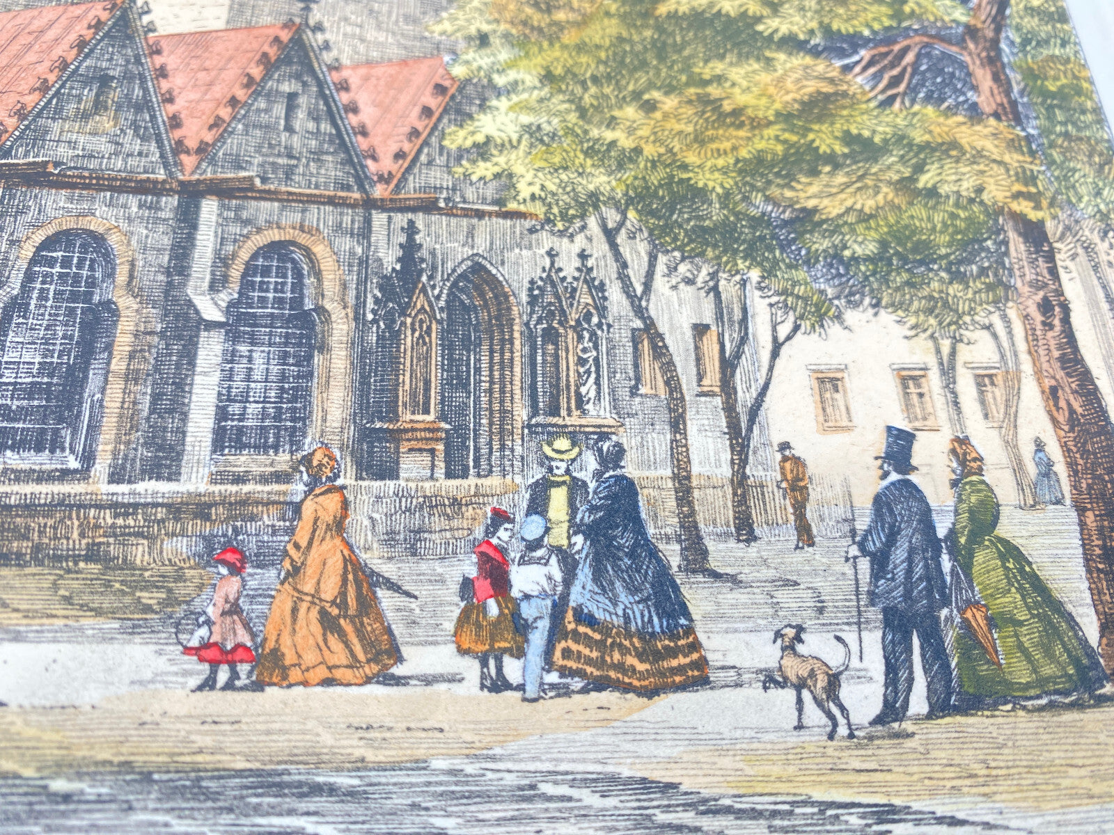 HEINZ WEHLISCH DEUTSCHER KÜNSTLER RADIERUNG DOMZU HILDESHEIM 1860 KOLORIERT