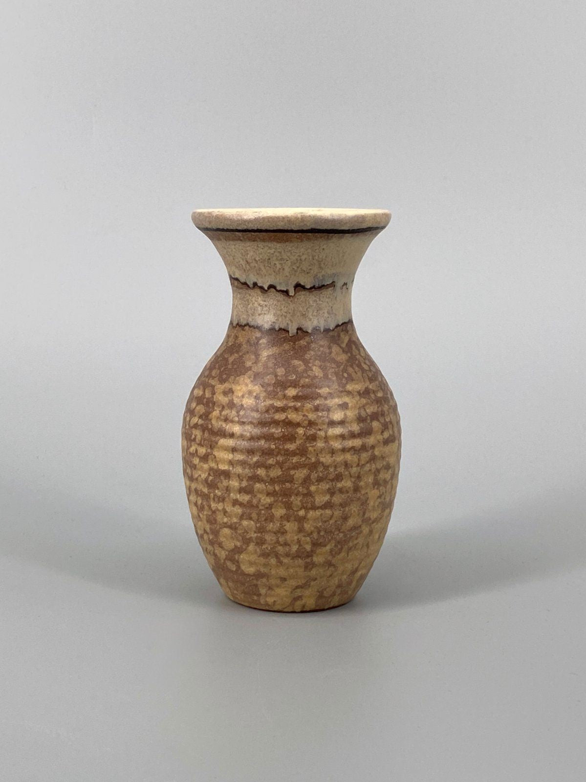 * KLEINE VASE FAT LAVA KERAMIK CREME BRAUN MID CENTURY 70er