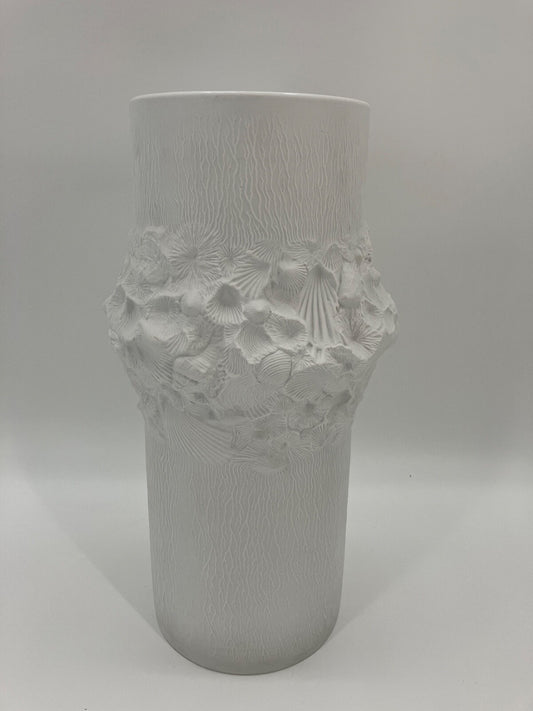 * KAISER BODENVASE BISQUIT PORZELLAN MUSCHELN RELIEF 1960er VINTAGE