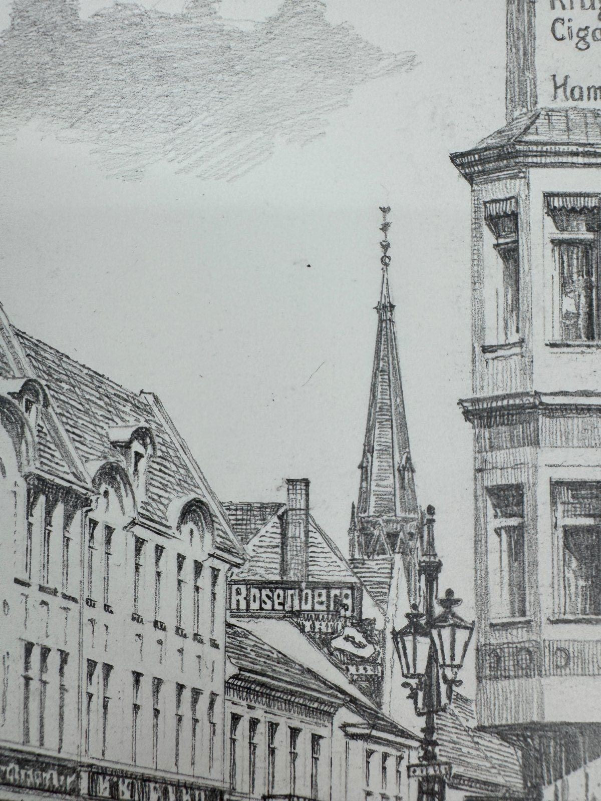 * HEINZ WEHLISCH ZEICHNUNG MOERS AM STEINTOR UM 1910 ANSICHT SIGN