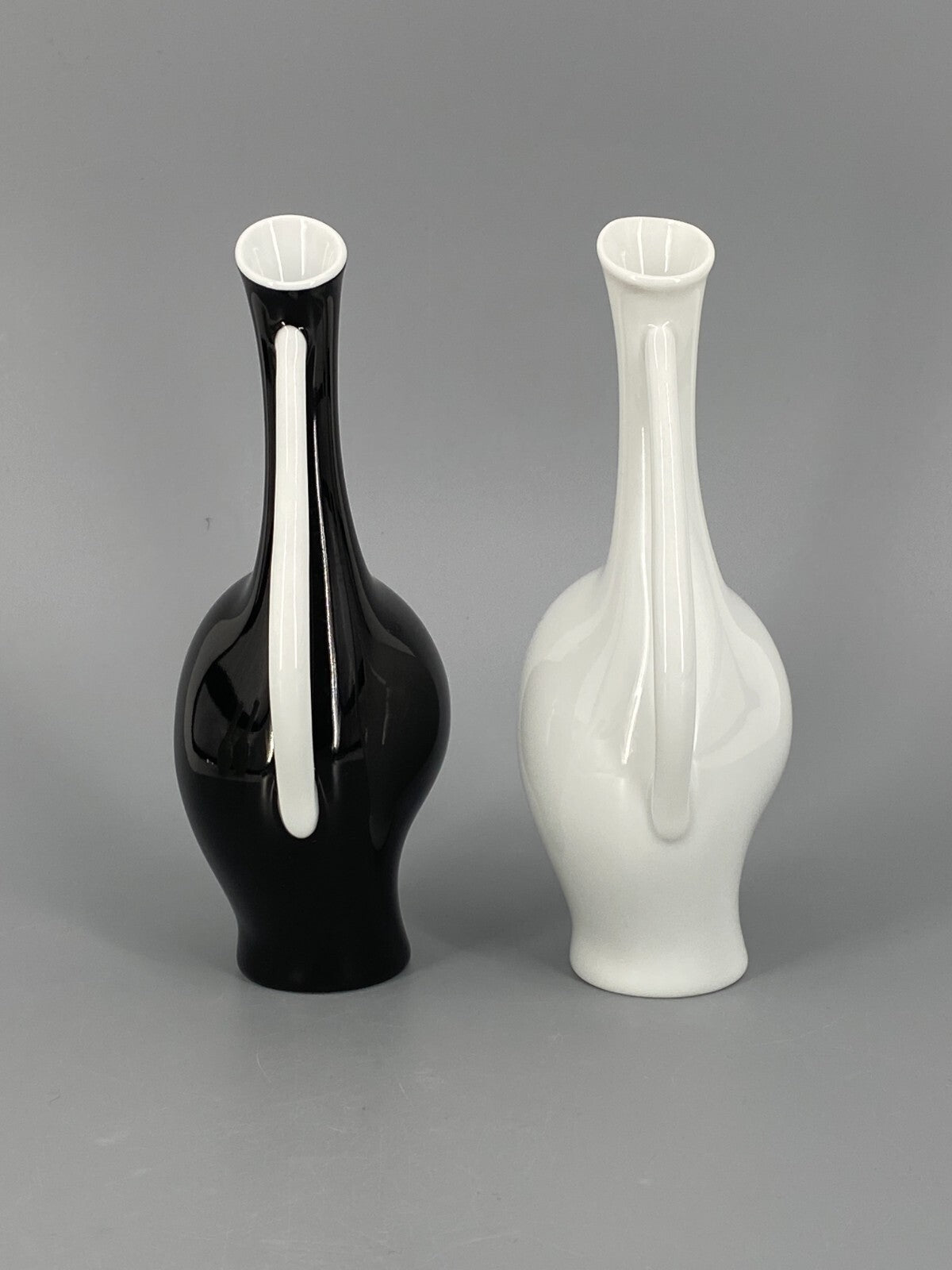 * PAAR VASEN VASE SCHWANGERE LUISE FRITZ HEIDENREICH SCHWARZ WEIß VINTAGE 50ER