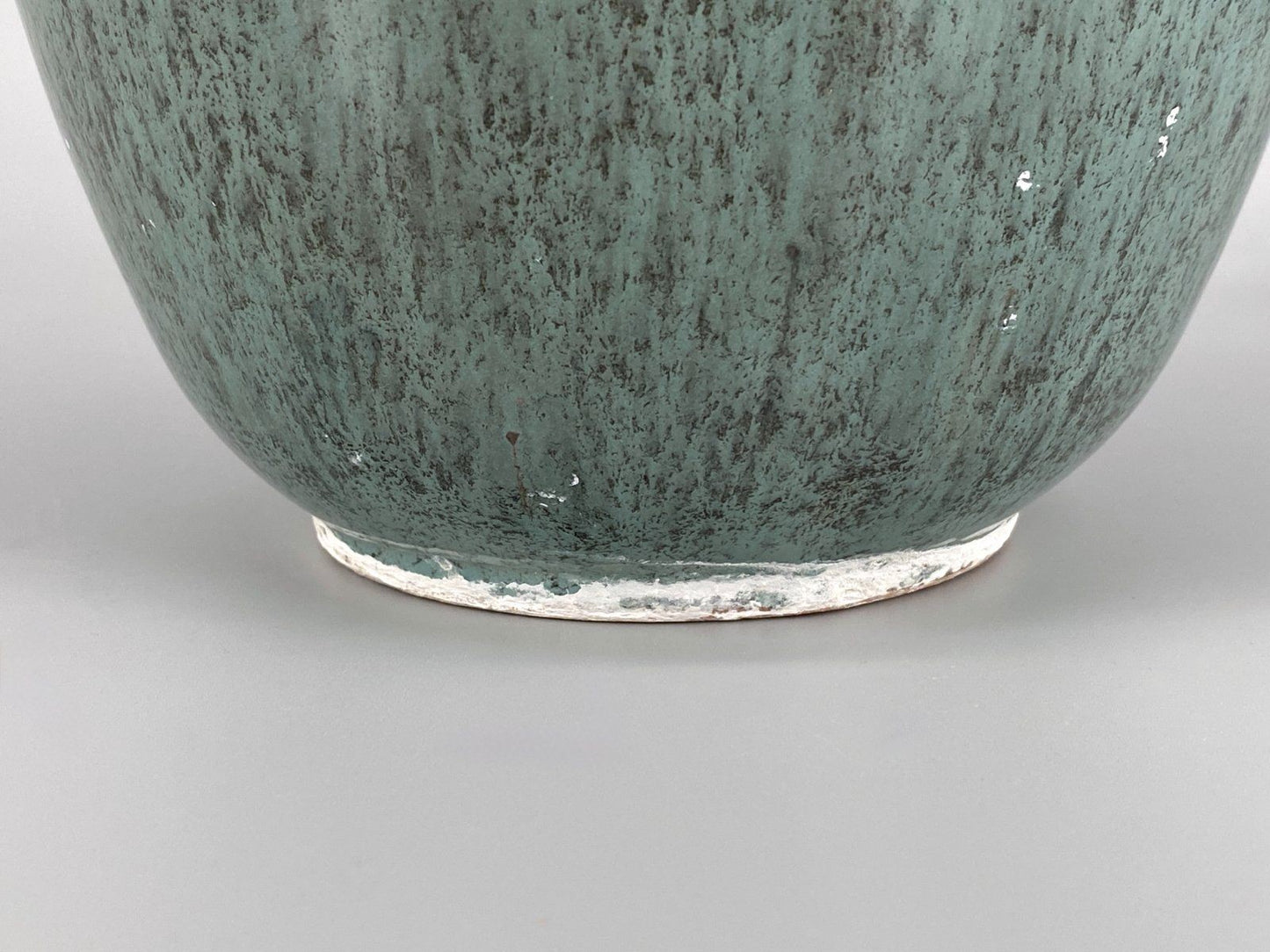 * KERAMIK VASE TÜRKIS BLAU GRÜN GLASUR GESPRENKELT VINTAGE 70er