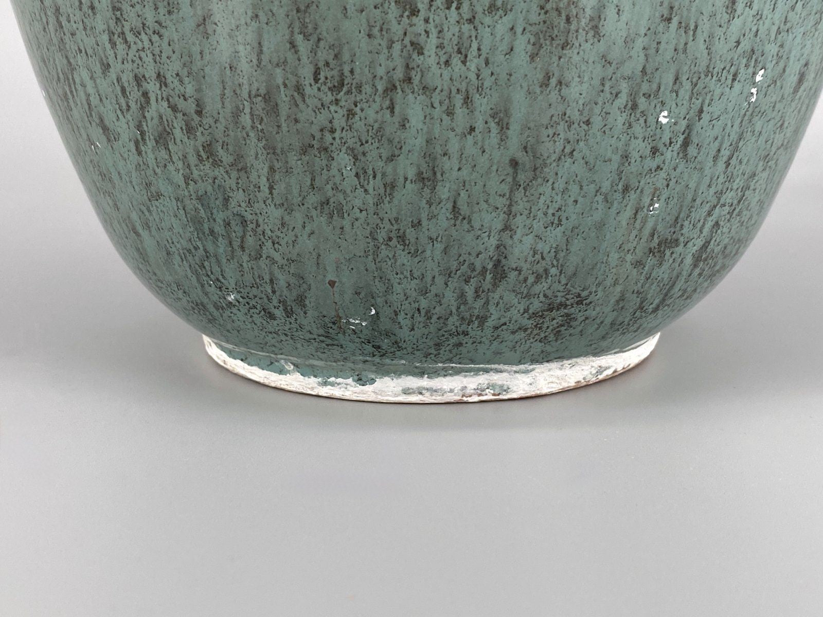 * KERAMIK VASE TÜRKIS BLAU GRÜN GLASUR GESPRENKELT VINTAGE 70er
