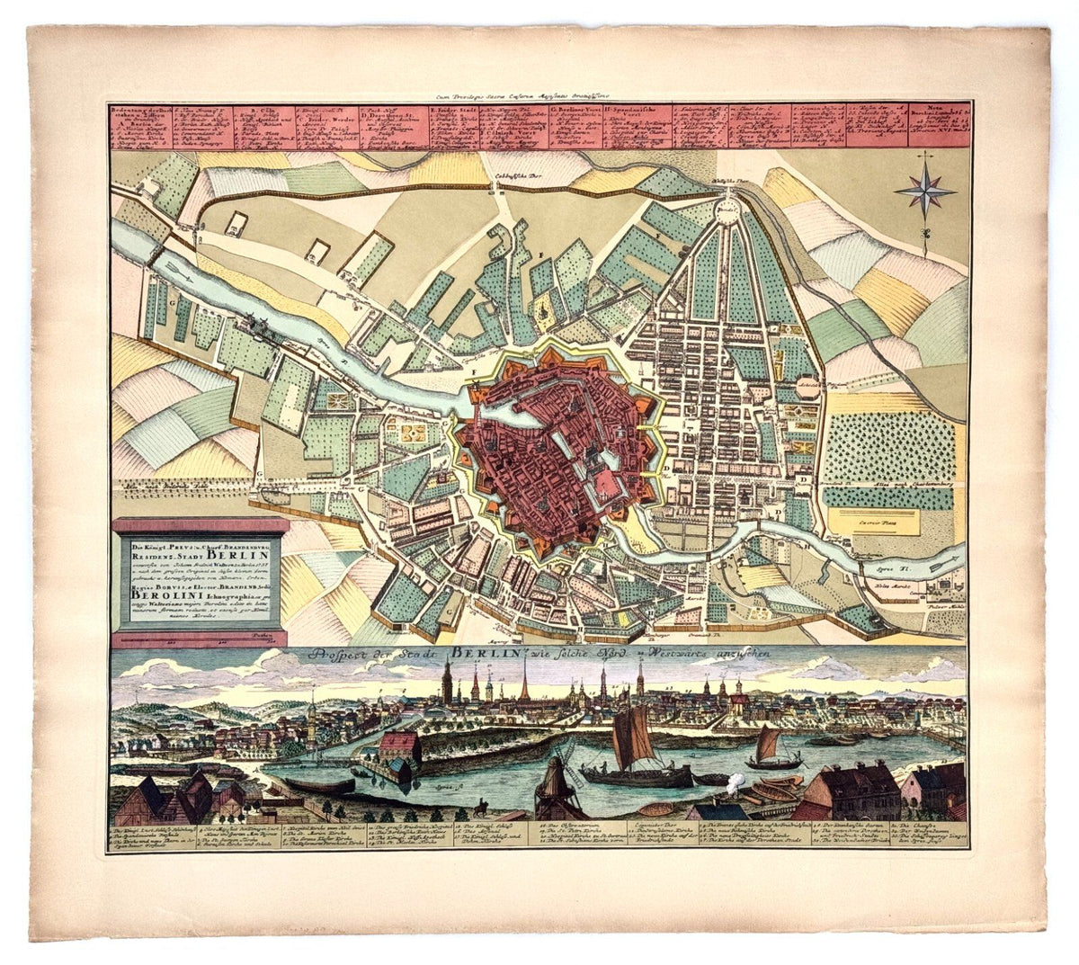 *RADIERUNG ALTE KARTE BERLIN 1737 WALTERN HOMANN KOLORIERT KOPIE