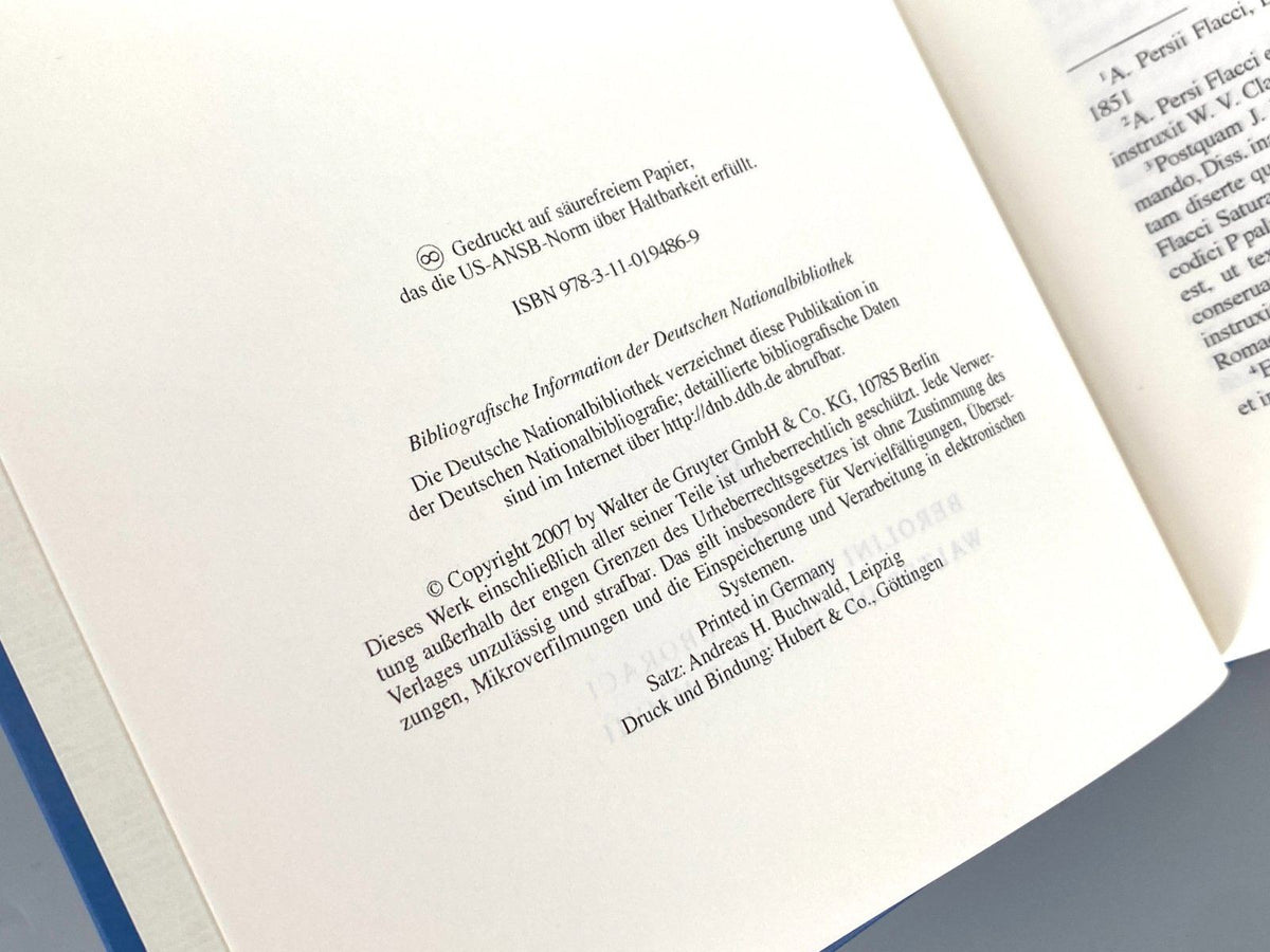*BUCH WALTER KIßEL PERSIUS FLACCUS SATURARUM LIBER DE GRUYTER