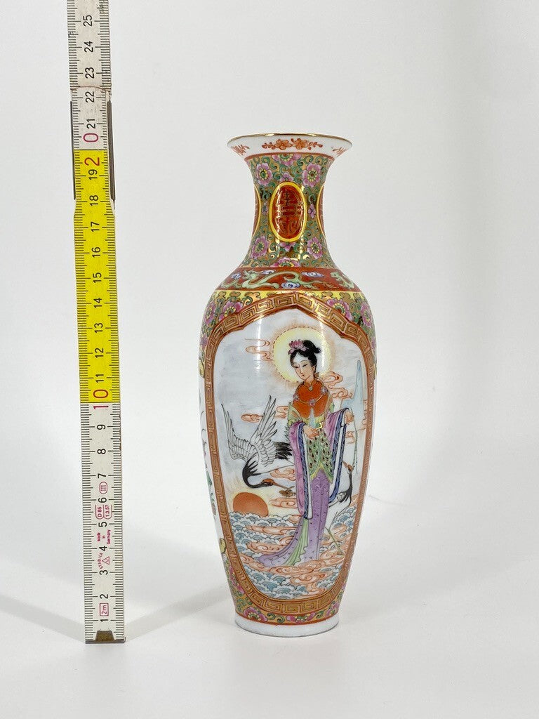 * VASE CHINA PORZELLAN ZHONGGUO ZHI ZAO CHINESISCH HANDBEMALT GOLD