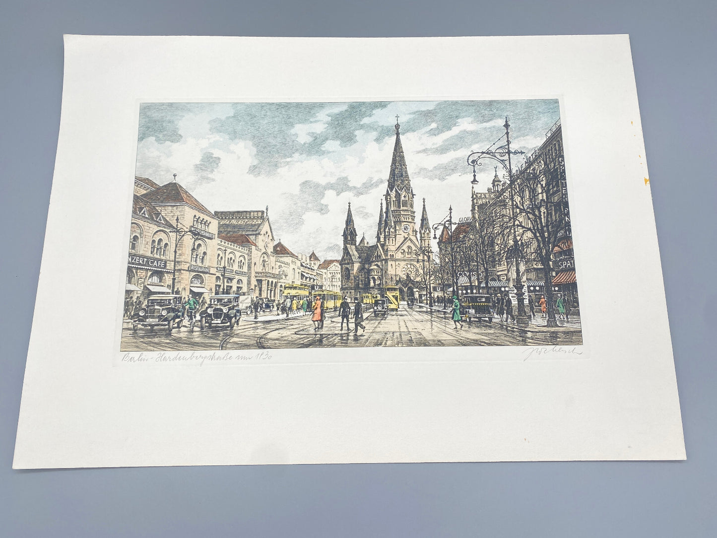 HEINZ WEHLISCH BERLIN HARDENBERGSTR 1930 ORIGINAL RADIERUNG KOLORIERT SIGNIERT