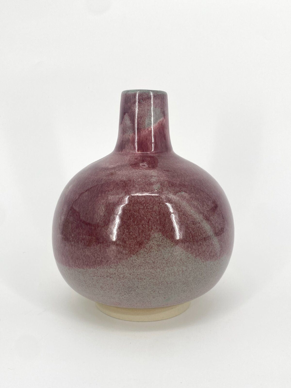 * STUDIOKERAMIK BAUCHIGE VASE WEINROT MINT VINTAGE 17,5CM MIDCENTURY