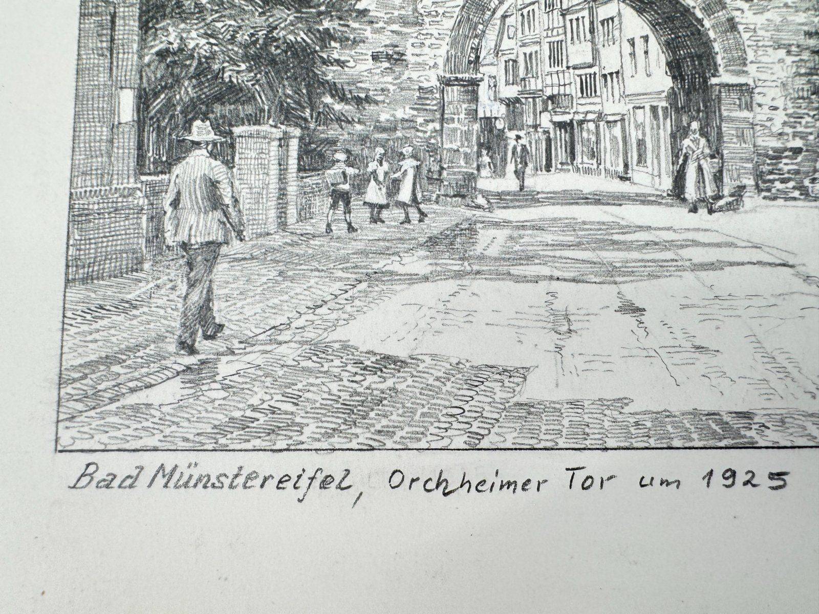 * HEINZ WEHLISCH ZEICHNUNG BAD MÜNSTEREIFEL ORCHHEIMER TOR ANSICH