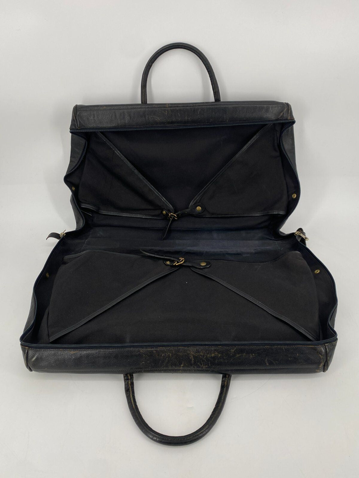 * VINTAGE IL BISONTE ECHT LEDER REISETASCHE SCHWARZ ITALY DESIGN