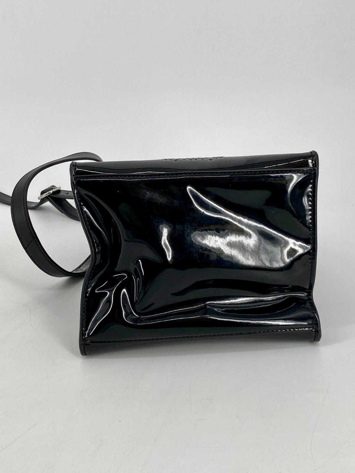 * KENZO PARIS HANDTASCHE UMHÄNGETASCHE TIGER LACKLEDER SCHWARZ