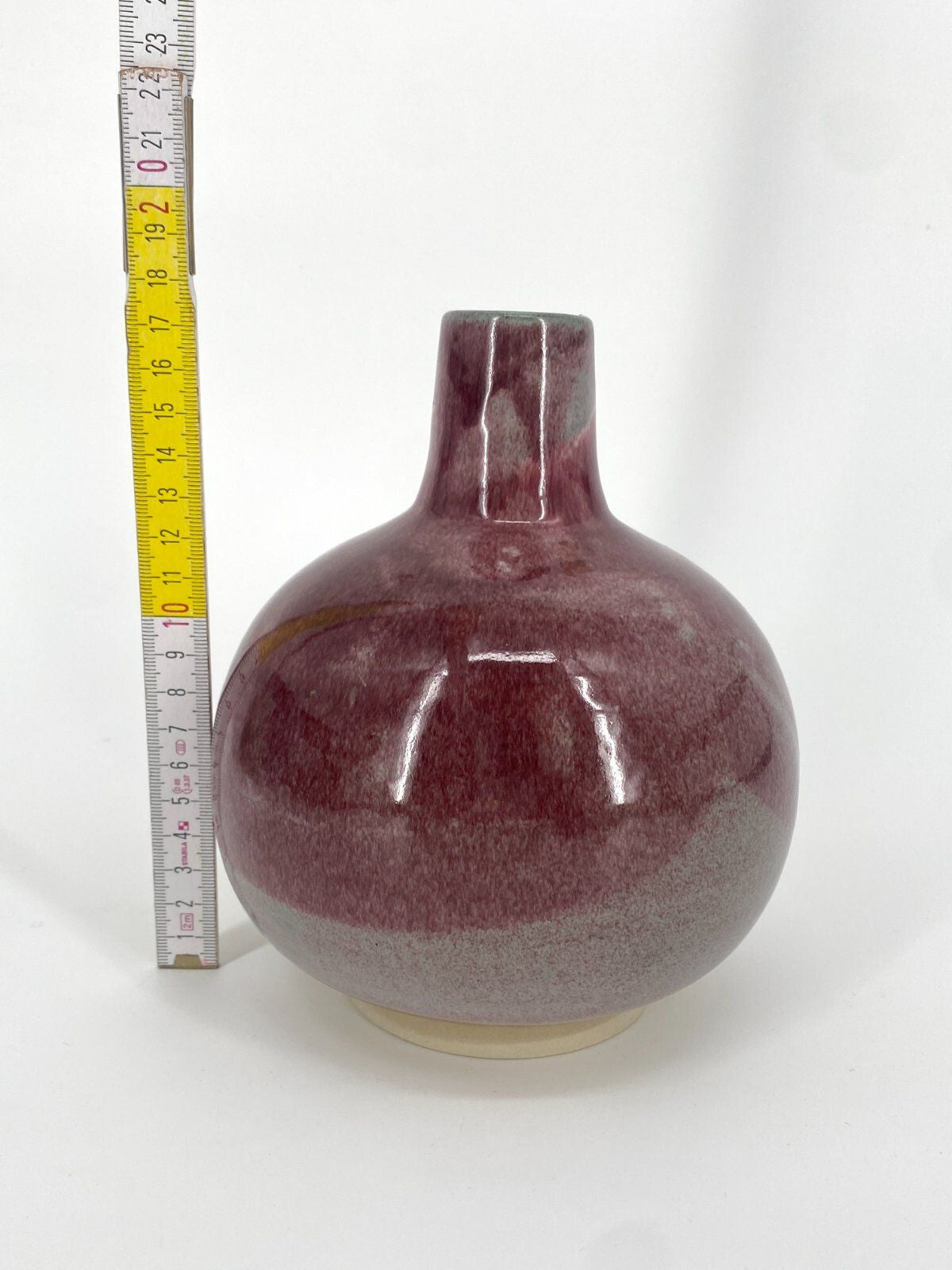 * STUDIOKERAMIK BAUCHIGE VASE WEINROT MINT VINTAGE 17,5CM MIDCENTURY