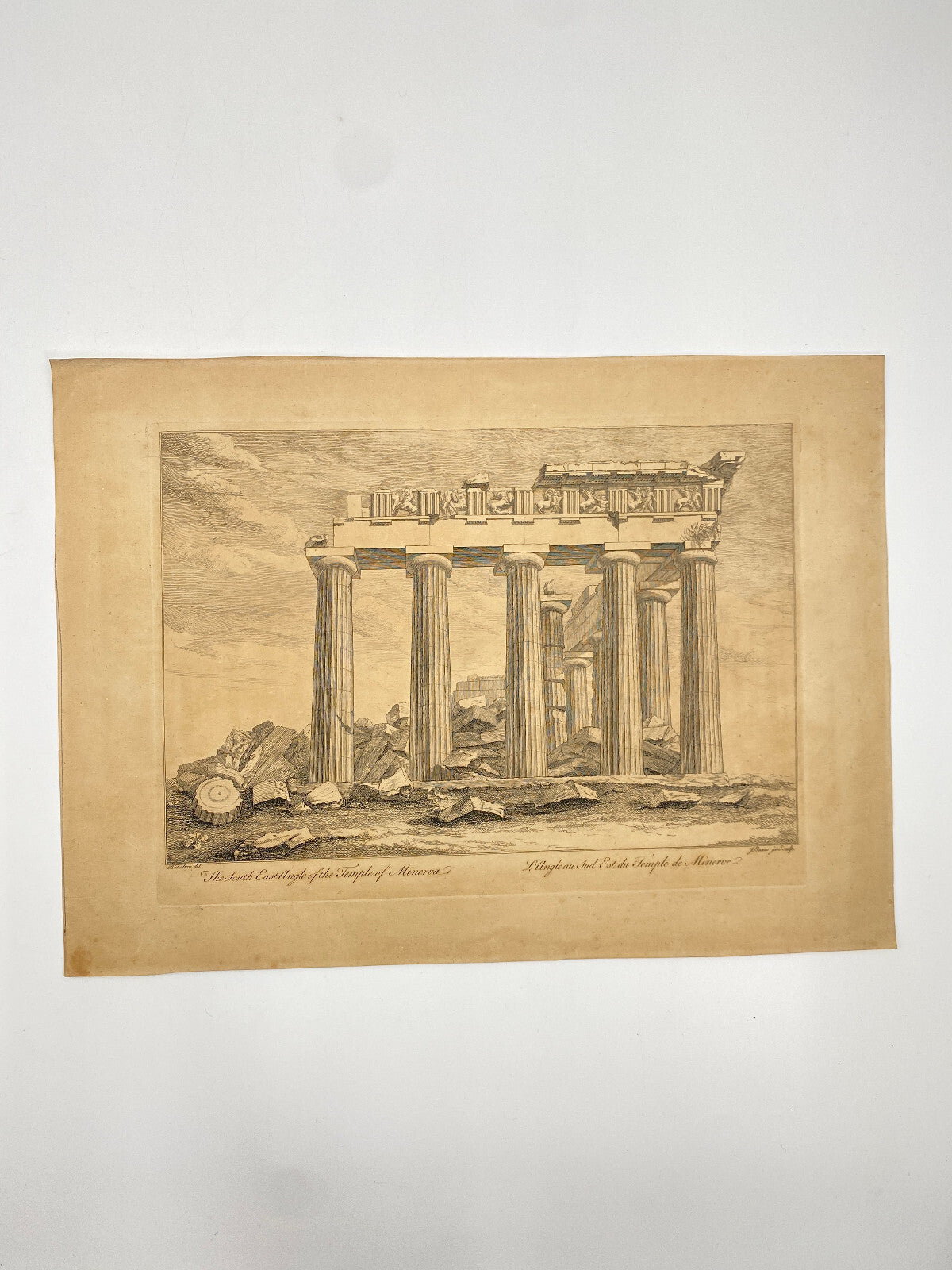 * ORIGINAL DRUCK STICH RADIERUNG TEMPEL MINERVA R DALTON J BASIRE ANTIK 18 JHDT