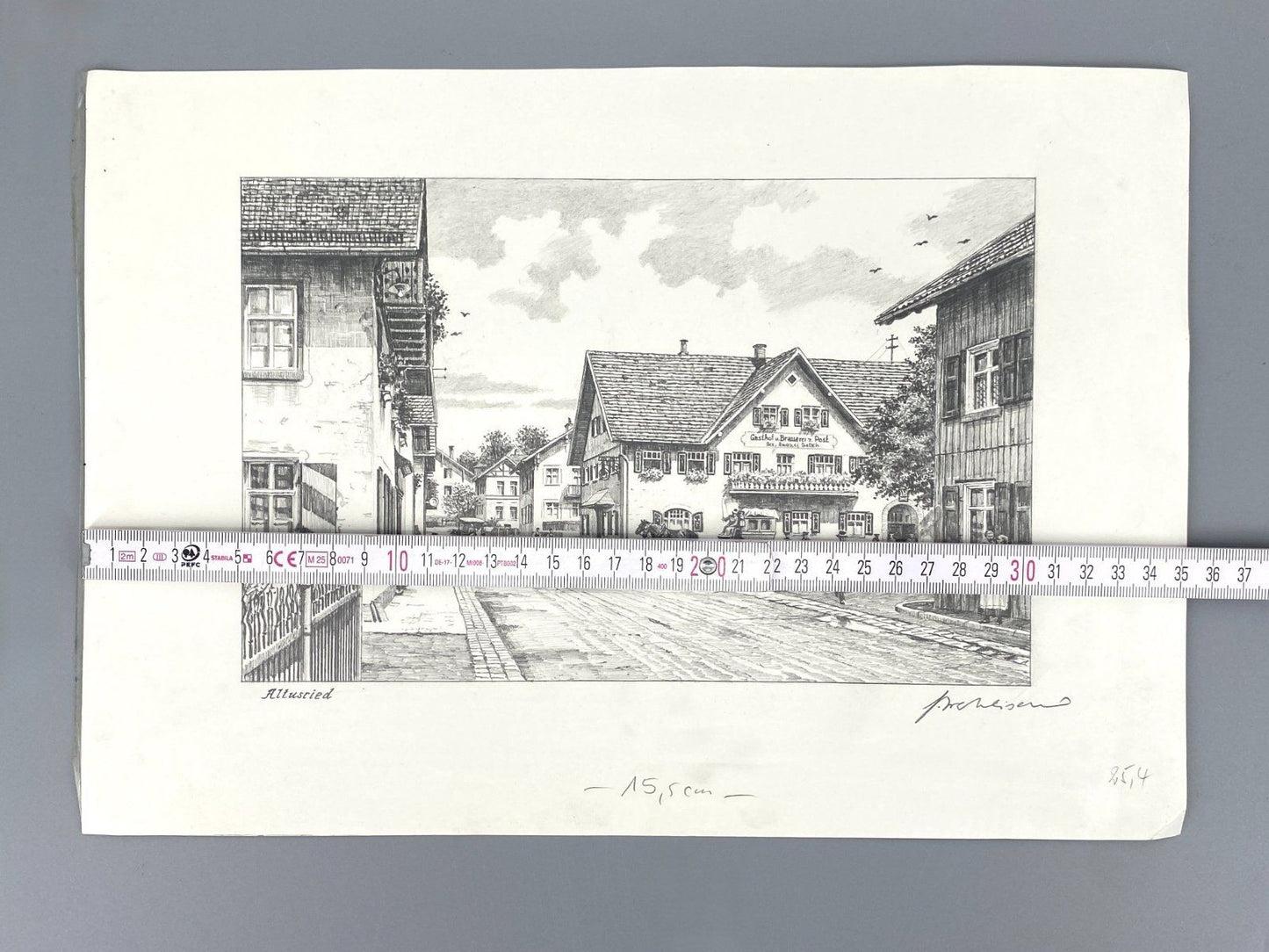 * HEINZ WEHLISCH ZEICHNUNG ALTUSRIED OBERALLGÄU ANSICHT SIGNIERT