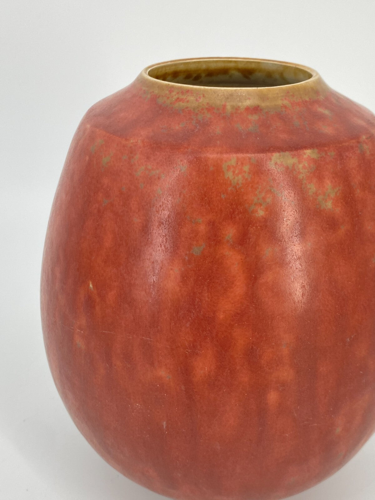 * VASE HORST SEIFERT OVAL KUGEL ROT MID CENTURY SIGNIERT KERAMIK KUNST VINTAGE