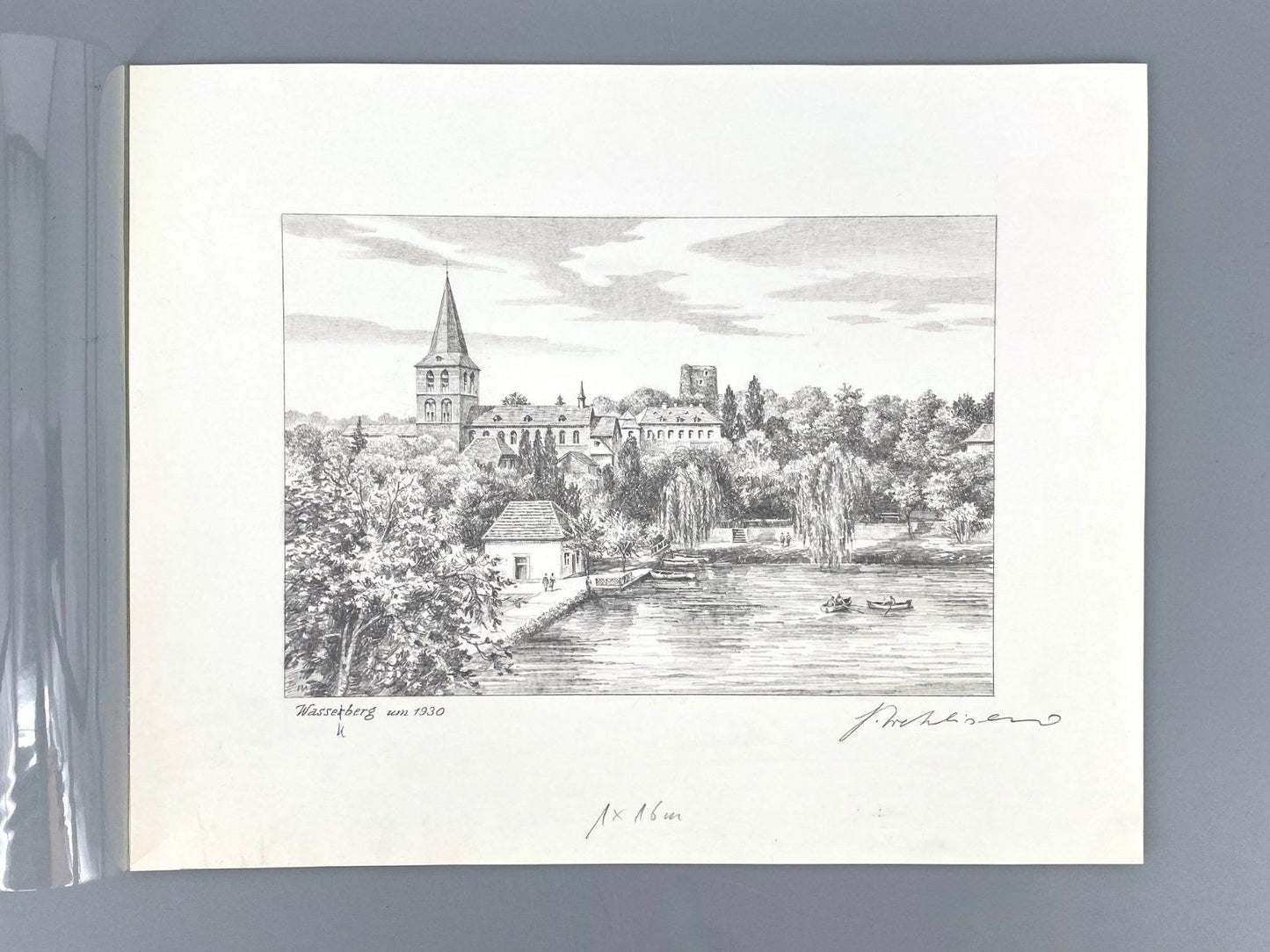 * HEINZ WEHLISCH ZEICHNUNG WASSENBERG UM 1930 ANSICHT HEINSBERG