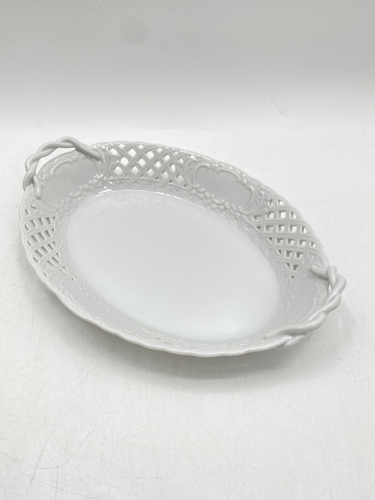 * 3 TEILE MEISSEN KONVOLUT KORB VASE STREUBLUME PORZELLAN WEIß 2. WAHL 4. WAHL