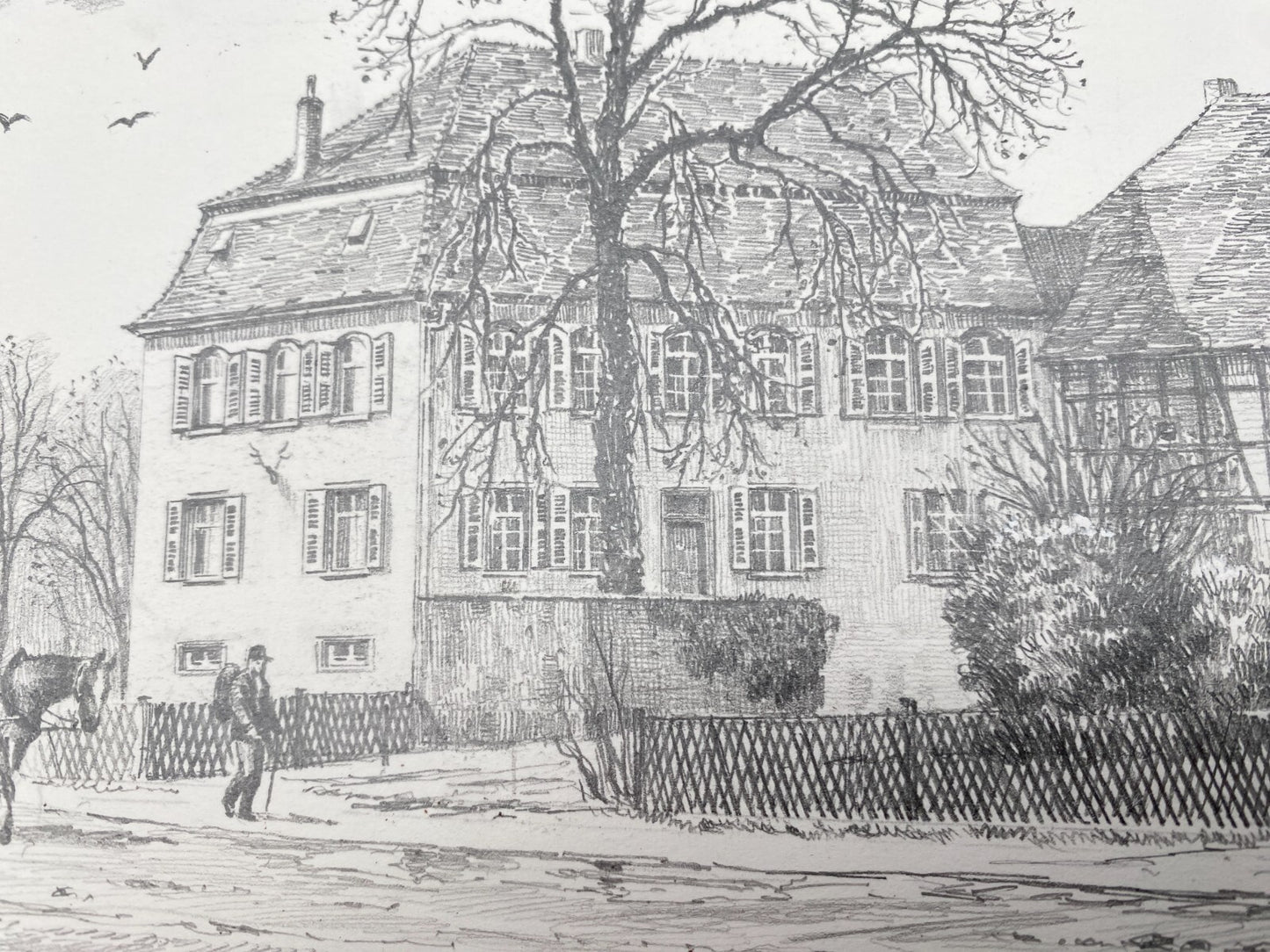 HEINZ WEHLISCH ZEICHNUNG GUSTAVSBURG JÄGERSBURG HOMBURG HANDSIGNIERT