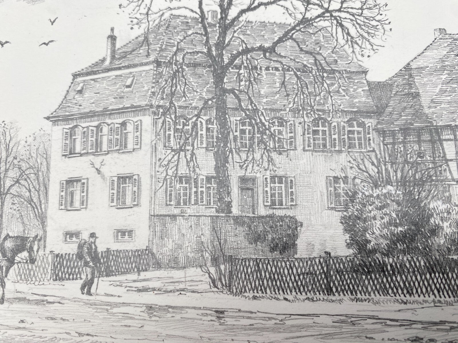 HEINZ WEHLISCH ZEICHNUNG GUSTAVSBURG JÄGERSBURG HOMBURG HANDSIGNIERT