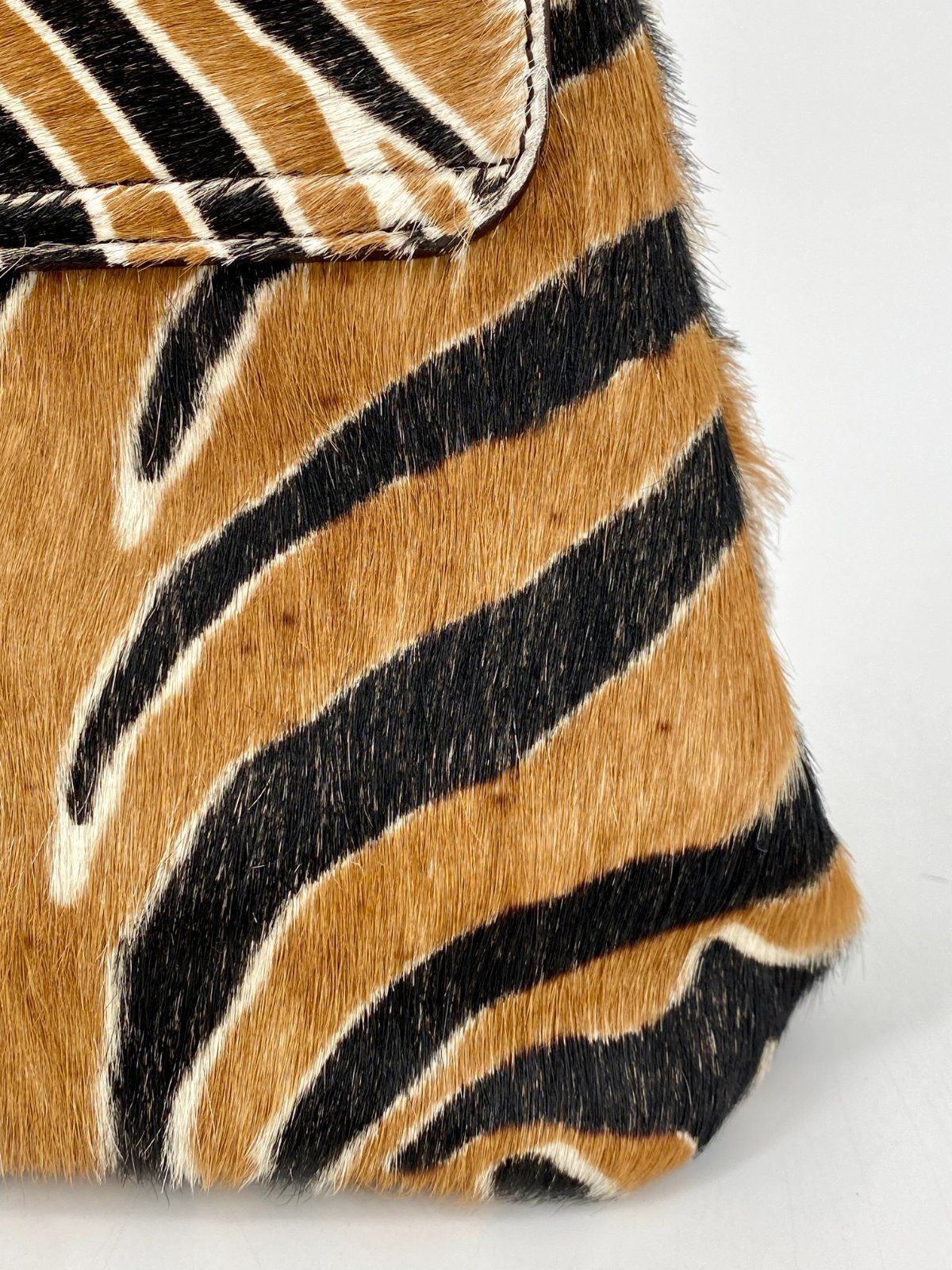 * ROSAMARO HANDGEMACHTE HANDTASCHE ITALIEN LEDER ZEBRA PRINT