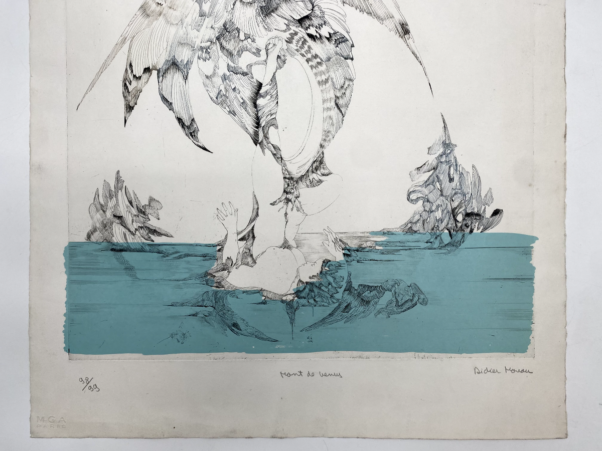 * DRUCK DIDIER MOREAU MONT DE VENUS LITHOGRAFIE HANDKOLORIERT PARIS ART NOVEAU