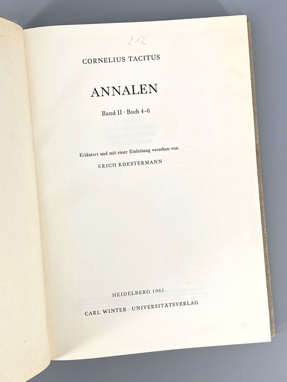 *BUCH TACITUS ANNALEN ERICH KOESTERMANN CARL WINTER HEIDELBERG 63