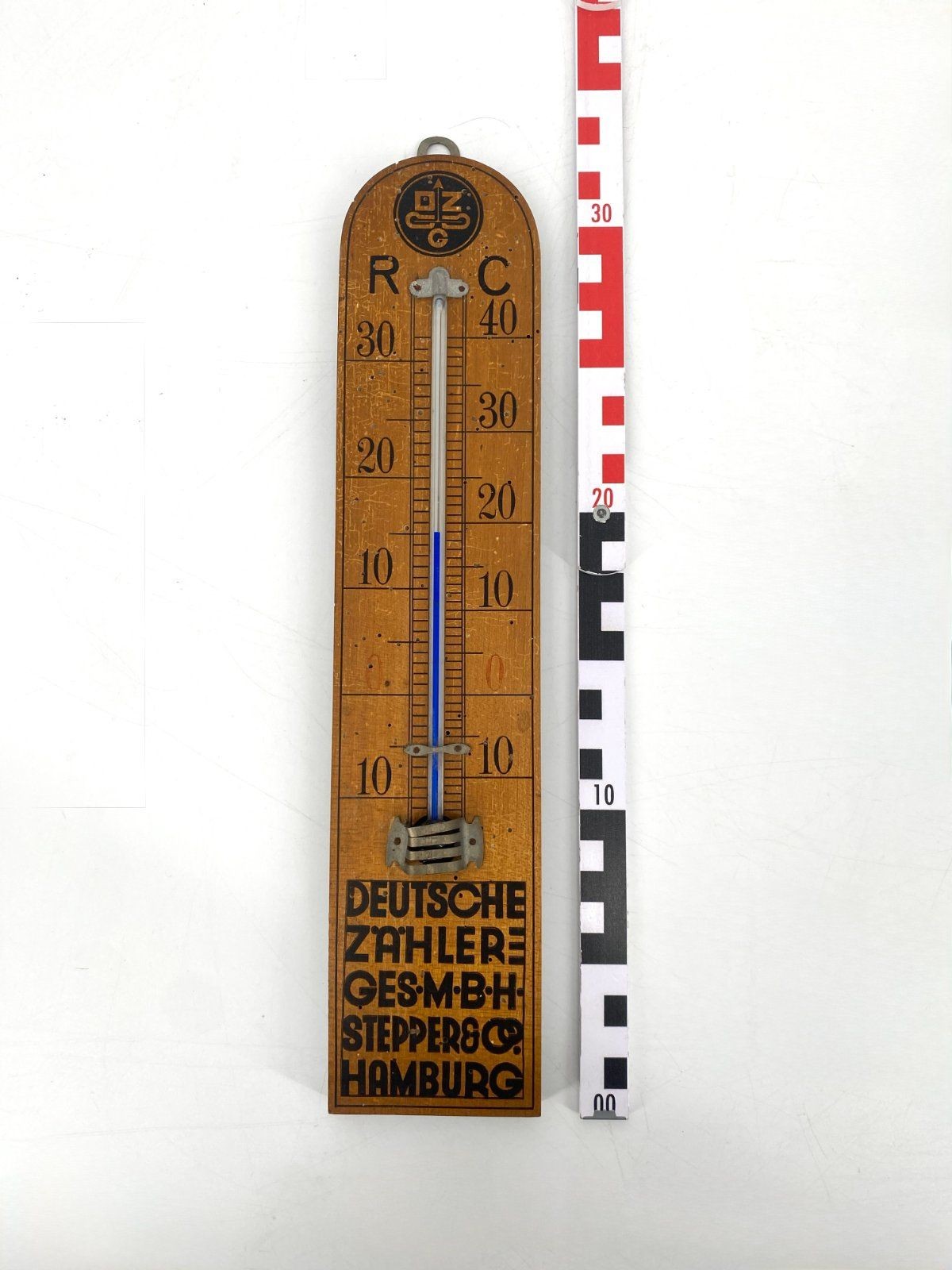 * ANTIKES THERMOMETER HOLZ DEUTSCHE ZÄHLERGES. RÉAUMUR CELSIUS