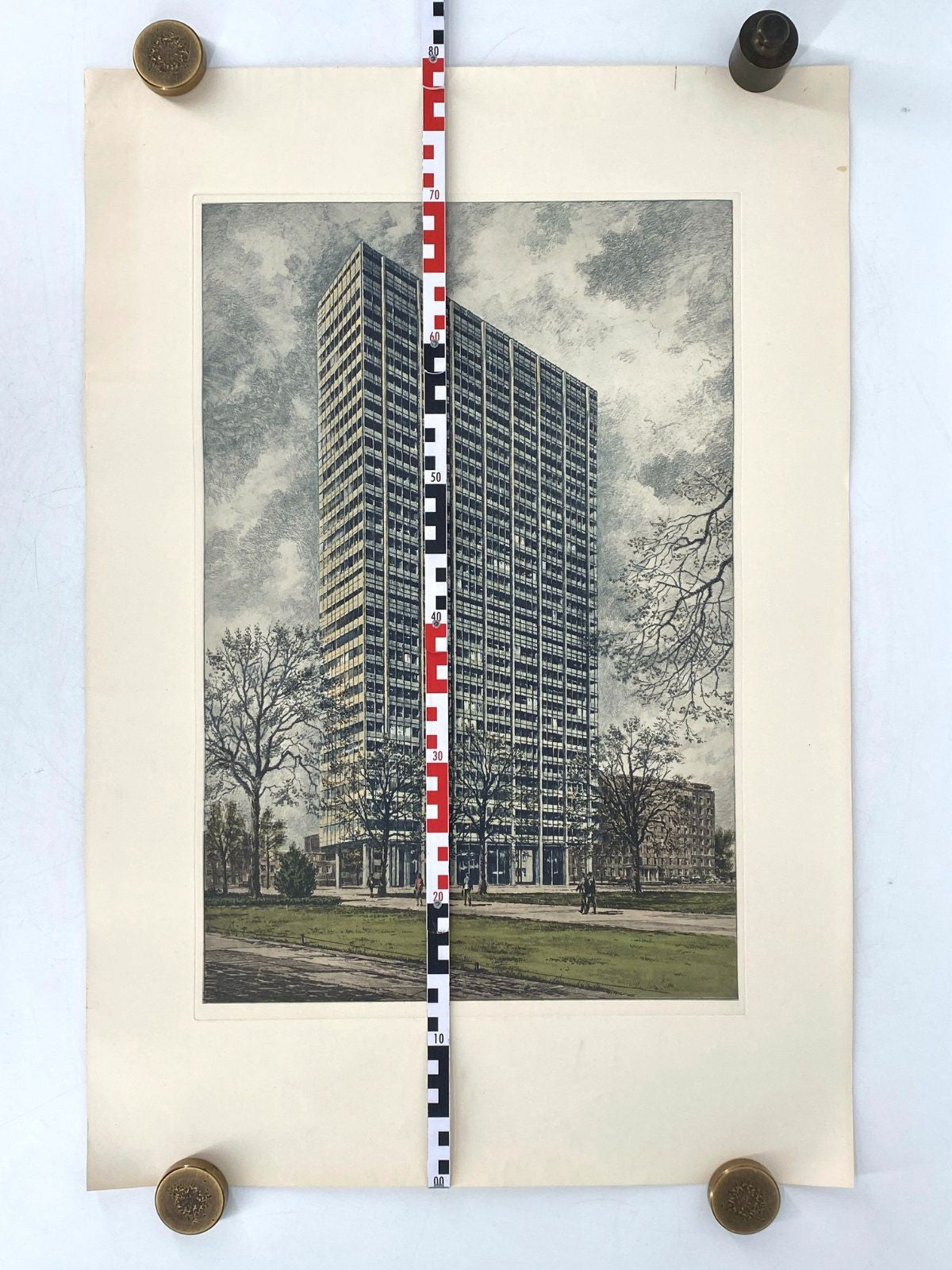 *GRAFIK LITHOGRAFIE HEINZ WEHLISCH LEVERKUSEN BAYER HOCHHAUS ORIGINAL