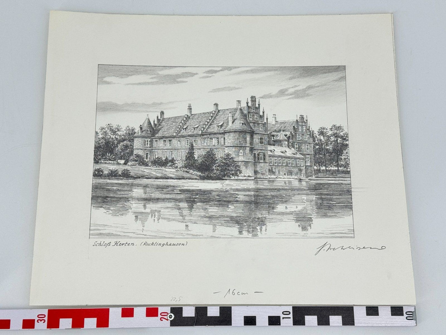 * HEINZ WEHLISCH ZEICHNUNG SCHLOß HERTEN RECKLINGHAUSEN ANSICHT