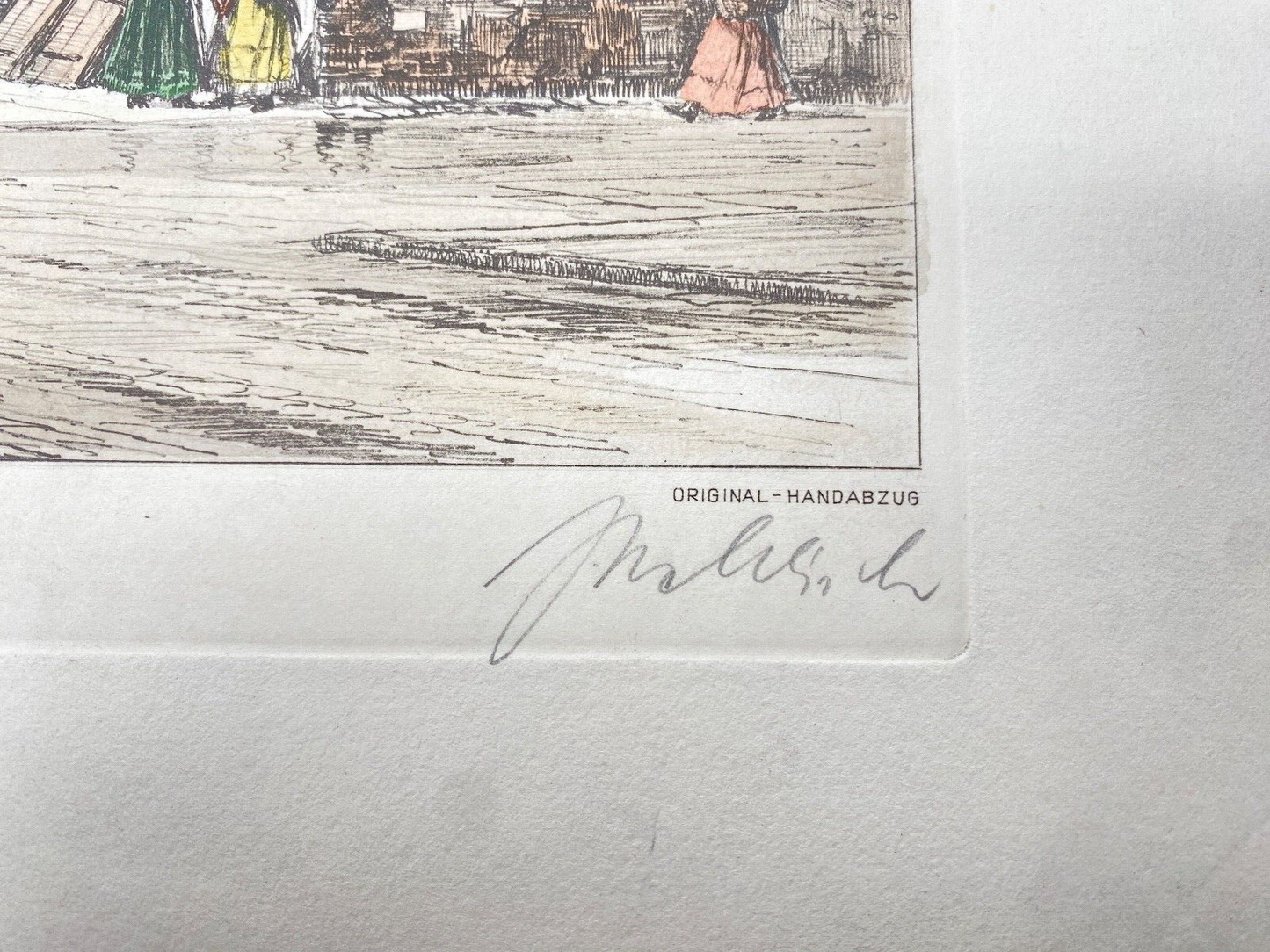 HEINZ WEHLISCH RADIERUNG LÜTTRINGHAUSEN UM 1910 COLORIERT HANDSIGNIERT