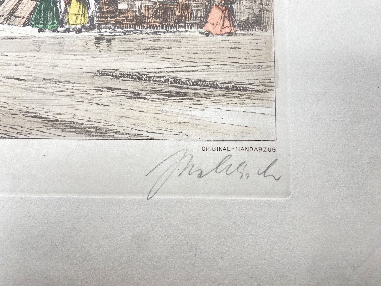 HEINZ WEHLISCH RADIERUNG LÜTTRINGHAUSEN UM 1910 COLORIERT HANDSIGNIERT