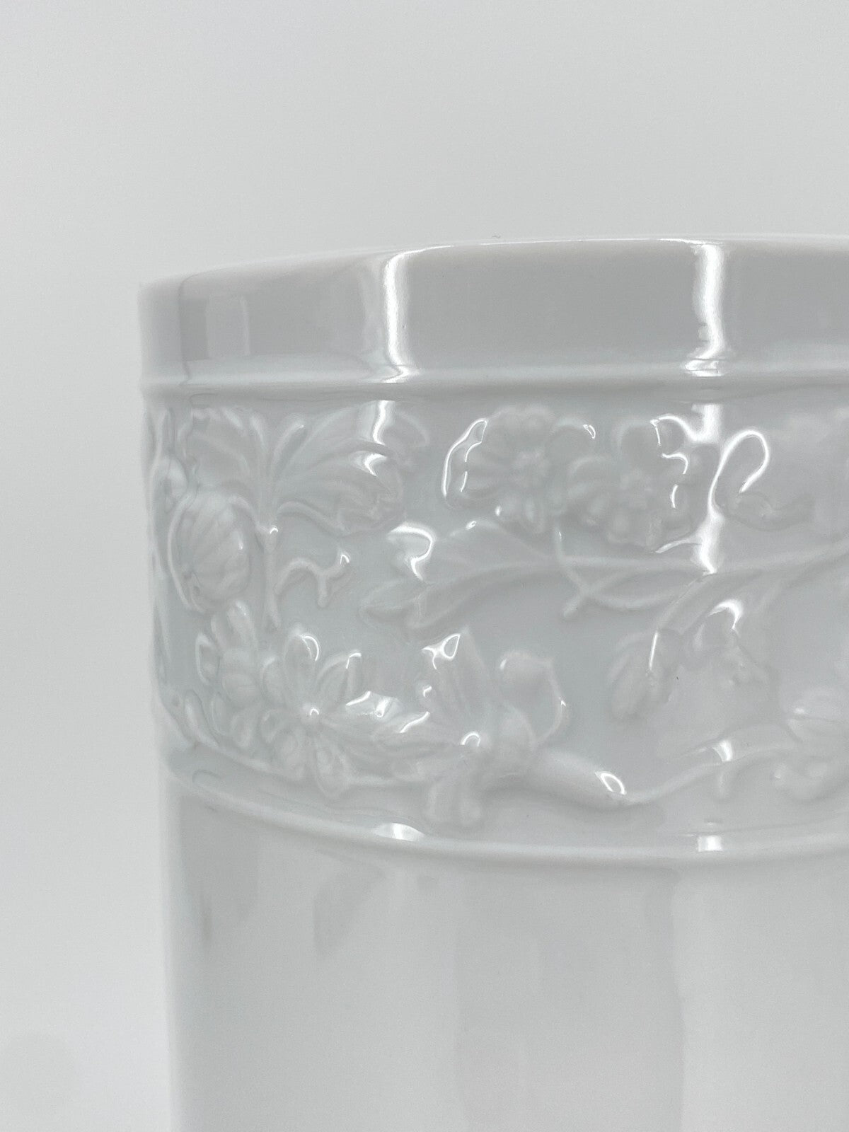 * 2x KRAUTHEIM PORZELLAN VASE MURILLO WEIß ZYLINDRISCH FLORAL 22CM SELB
