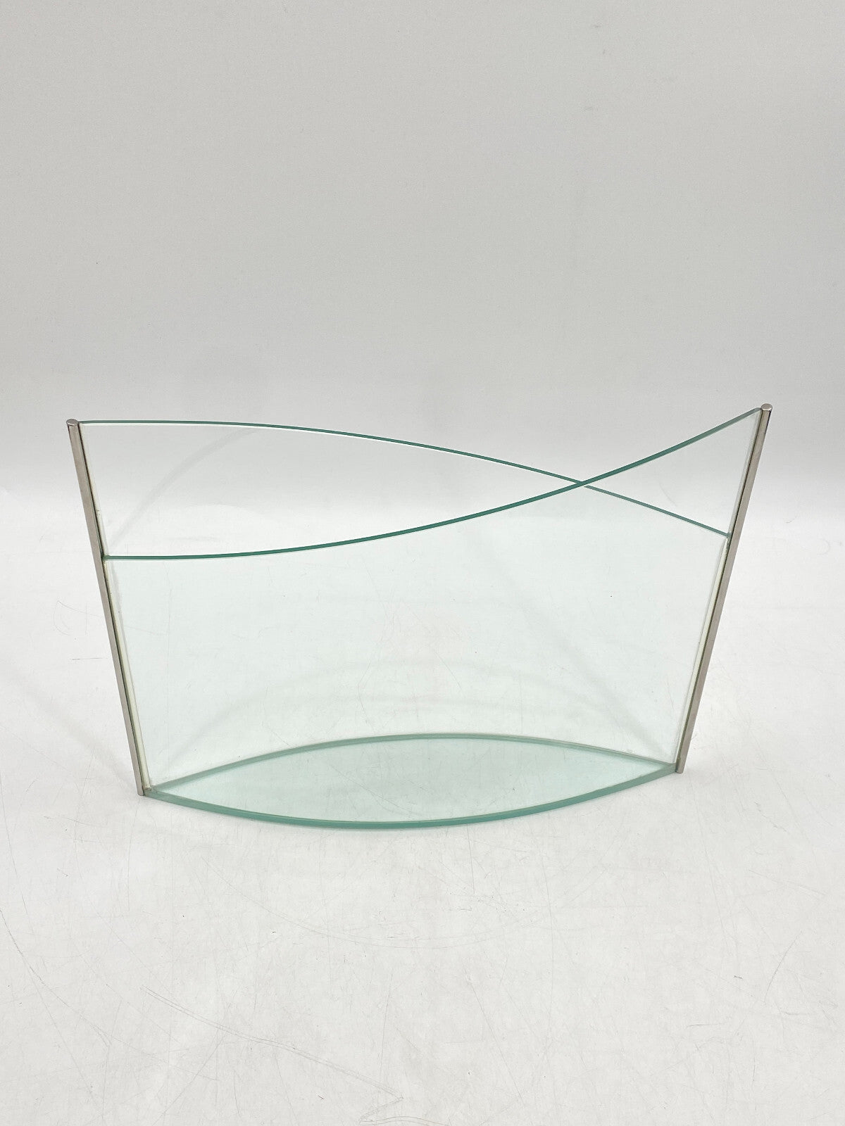* KUNSTVOLLE VASE GLAS GLASVASE EDELSTAHL MID CENTURY DESIGN