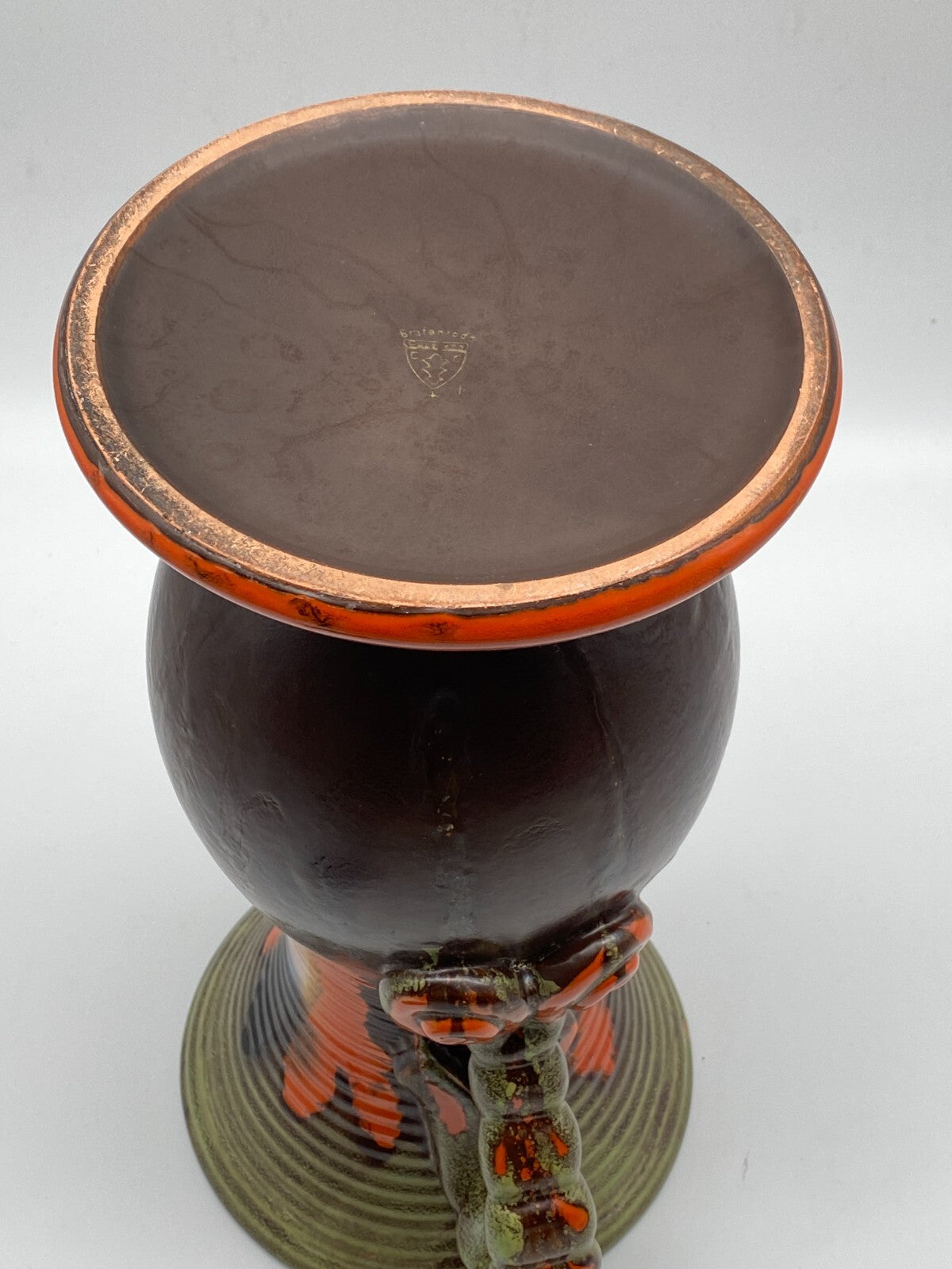 CARSTENS GRÄFENRODA ART DECO VASE HENKEL AMPHORENVASE LAUFGLASUR FAT LAVA GERMAN