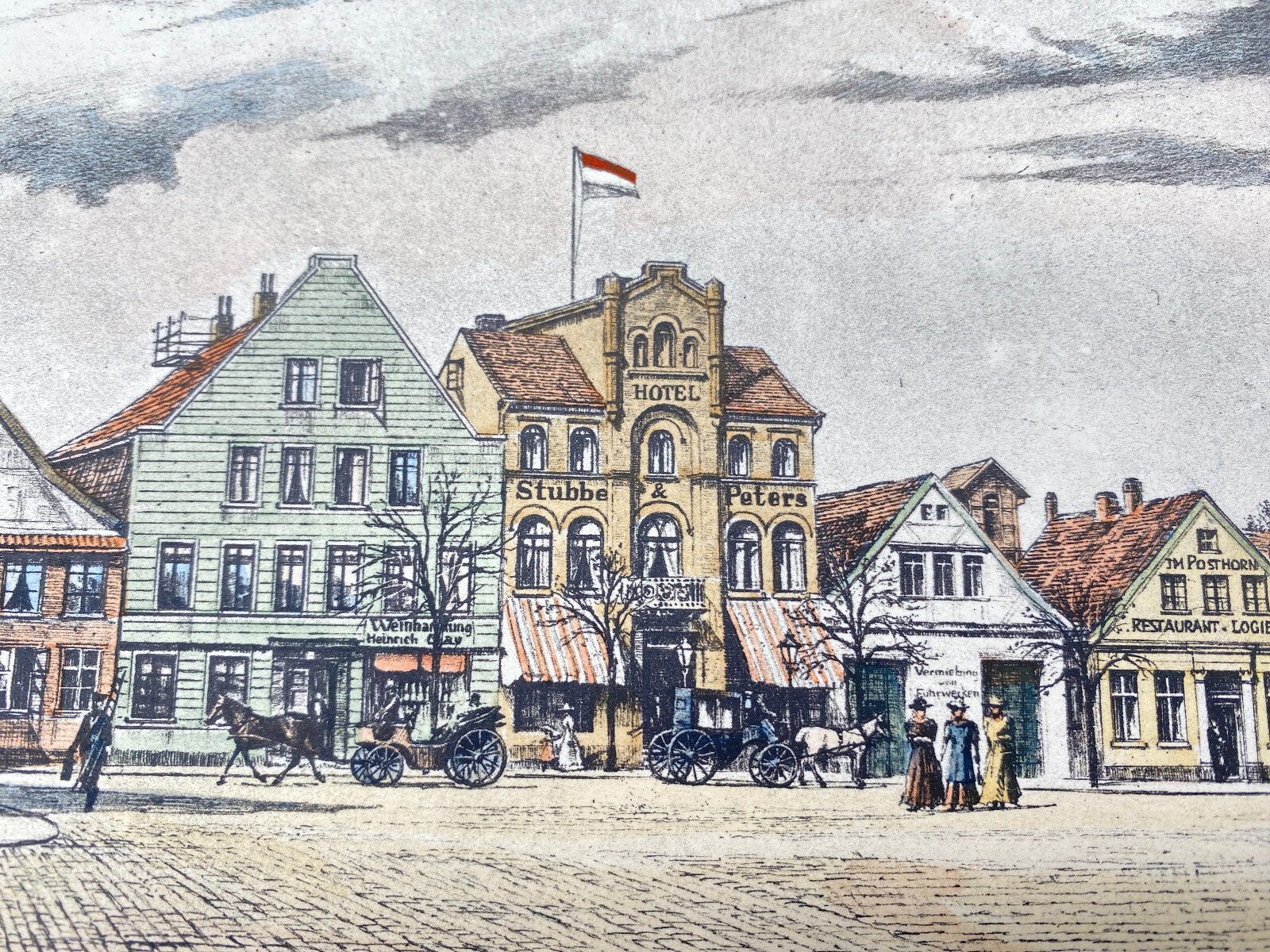 DEUTSCHER KÜNSTLER HEINZ WEHLISCH HANNOVER UM 1840 FARBRADIERUNG HANDSIGNIERT