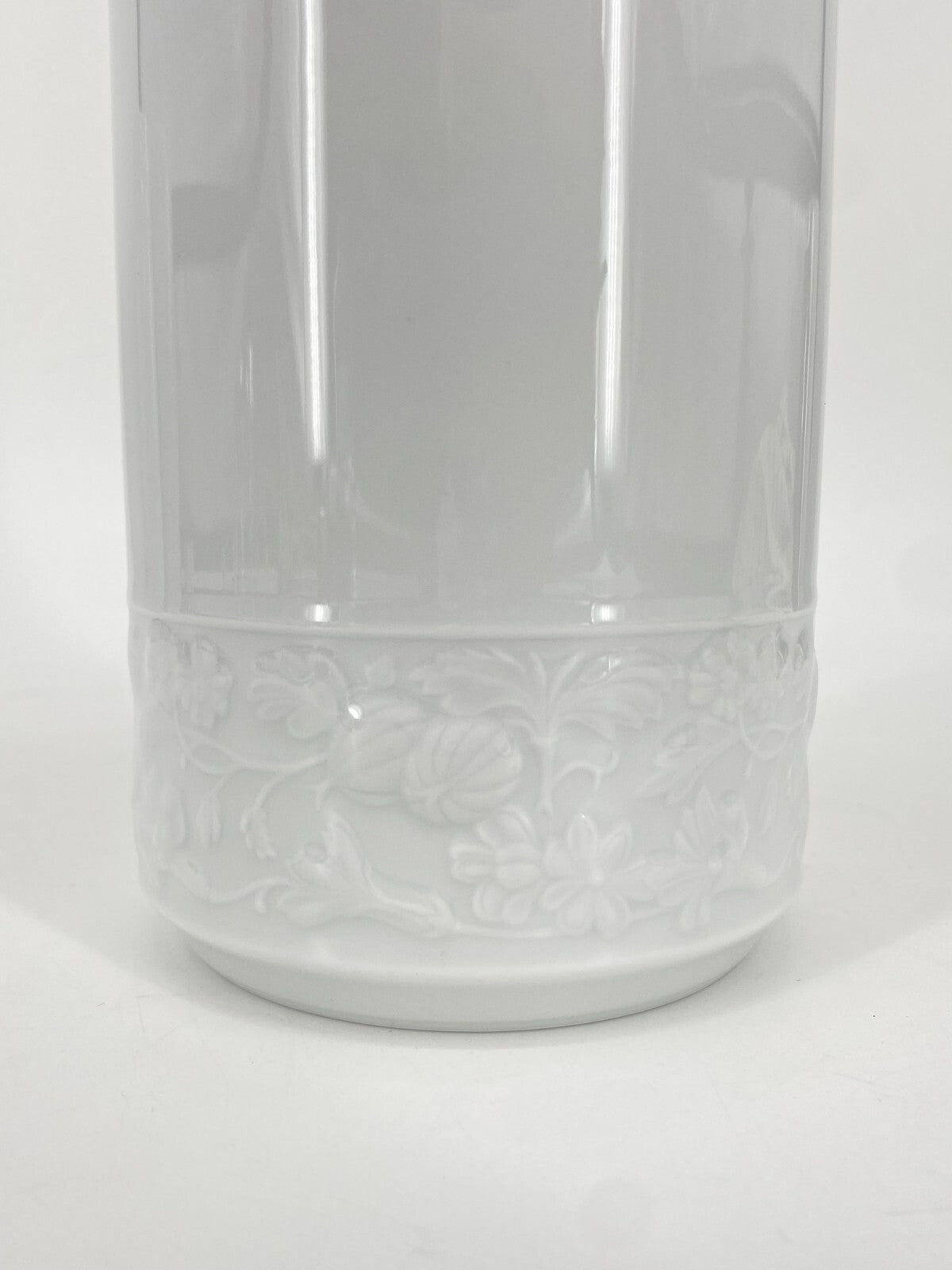 * 2x KRAUTHEIM PORZELLAN VASE MURILLO WEIß ZYLINDRISCH FLORAL 22CM SELB
