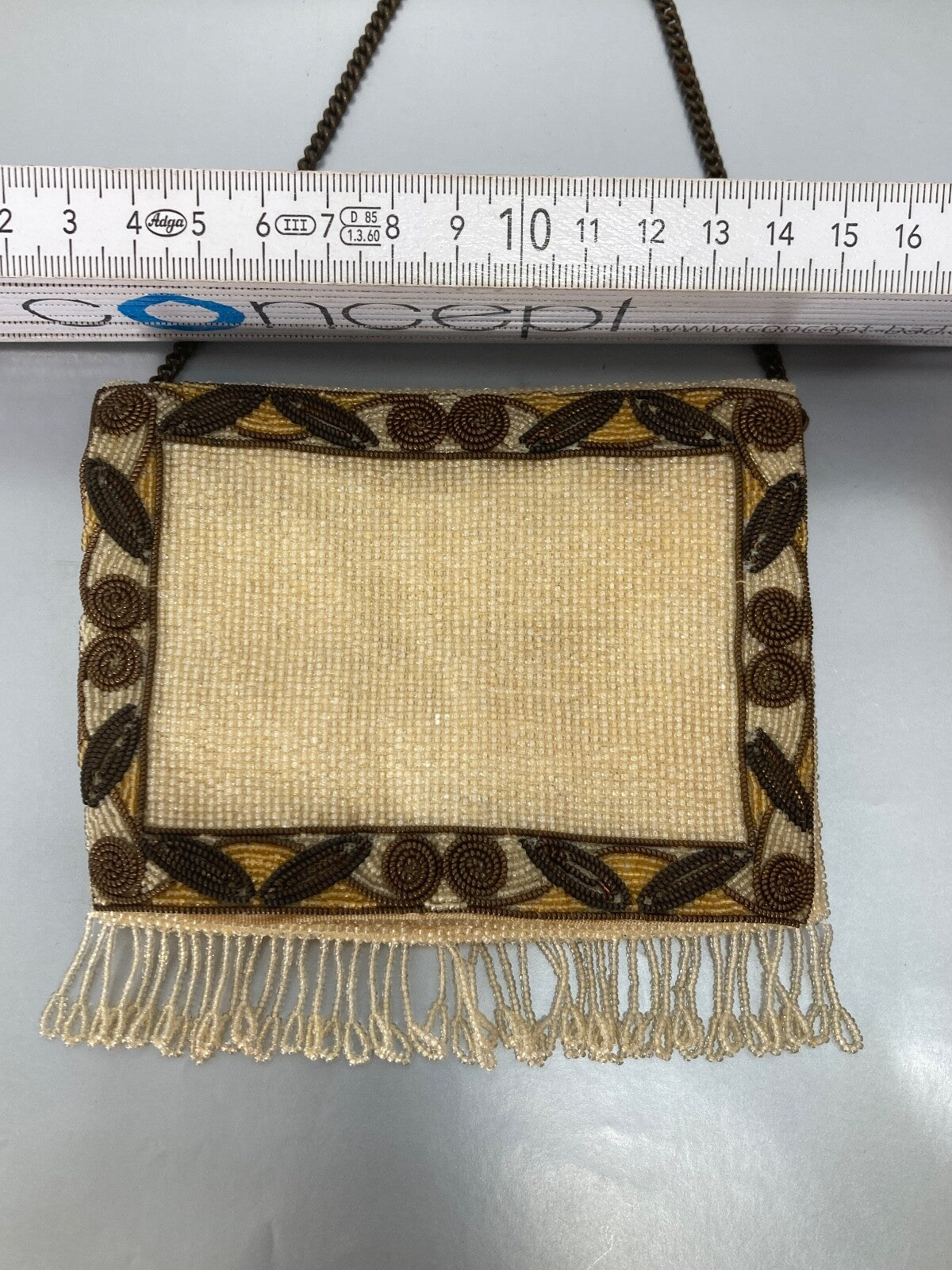 ABENDTASCHE GOLDENE 20er ROCAILLES CREME GOLD HANDARBEIT CLUTCH PERLEN