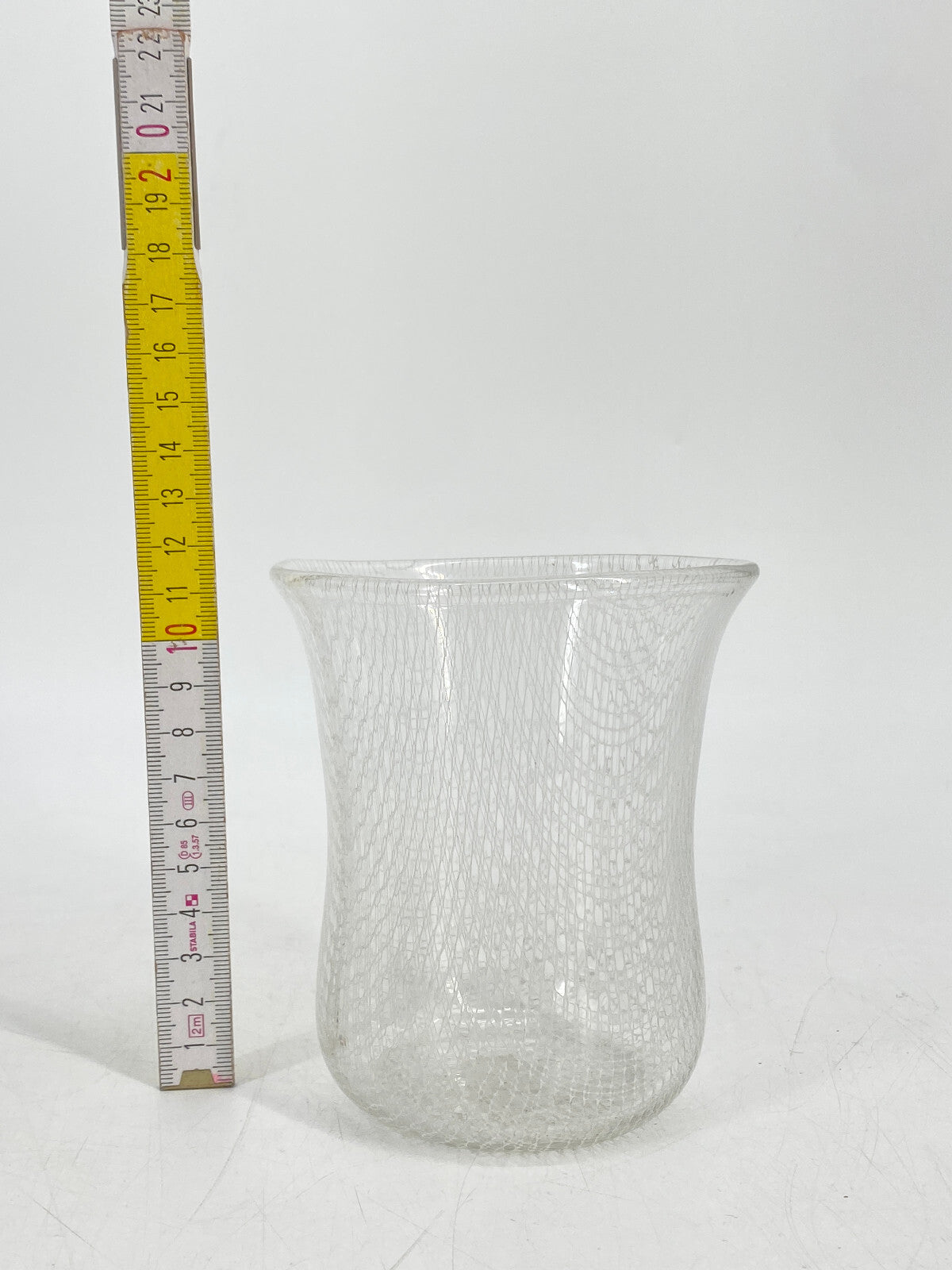 * GLAS VASE MERLETTO RETICELLO FADENGLAS MUNDGEBLASEN NETZMUSTER VINTAGE