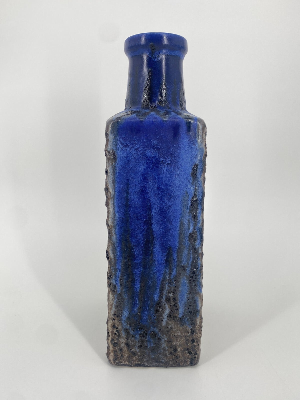 * SCHEURICH FAT LAVA VASE BLAU MID CENTURY 70ER STUDIOKERAMIK 30CM