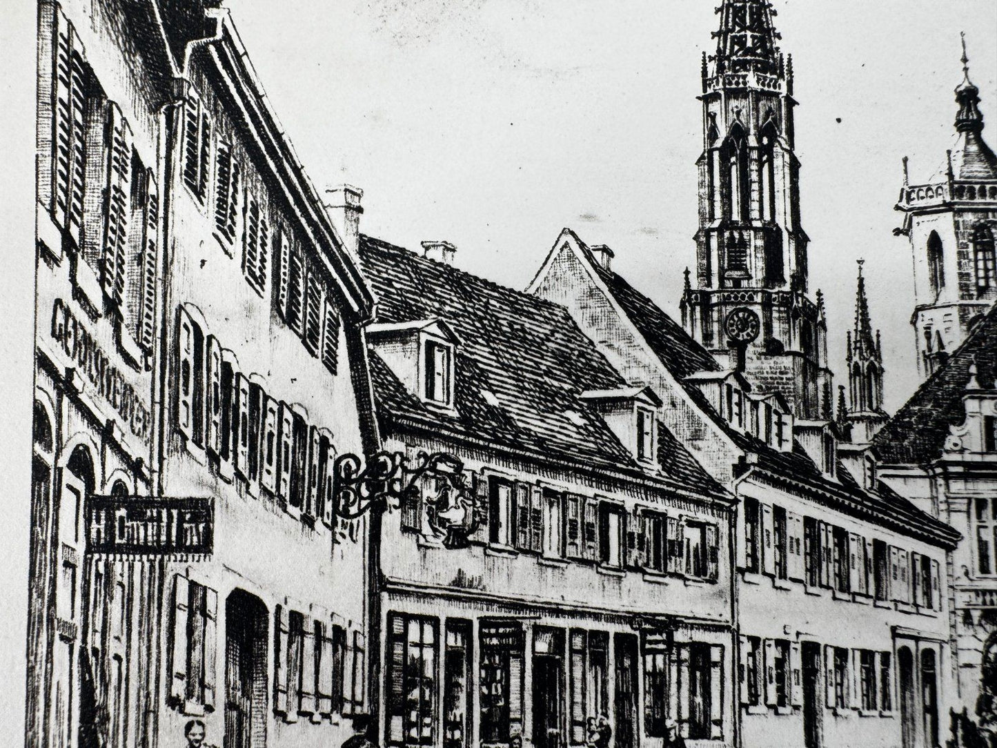 * HEINZ WEHLISCH ORIGINAL RADIERUNG BÜHL SCHWANENSTRASSE UM 1905