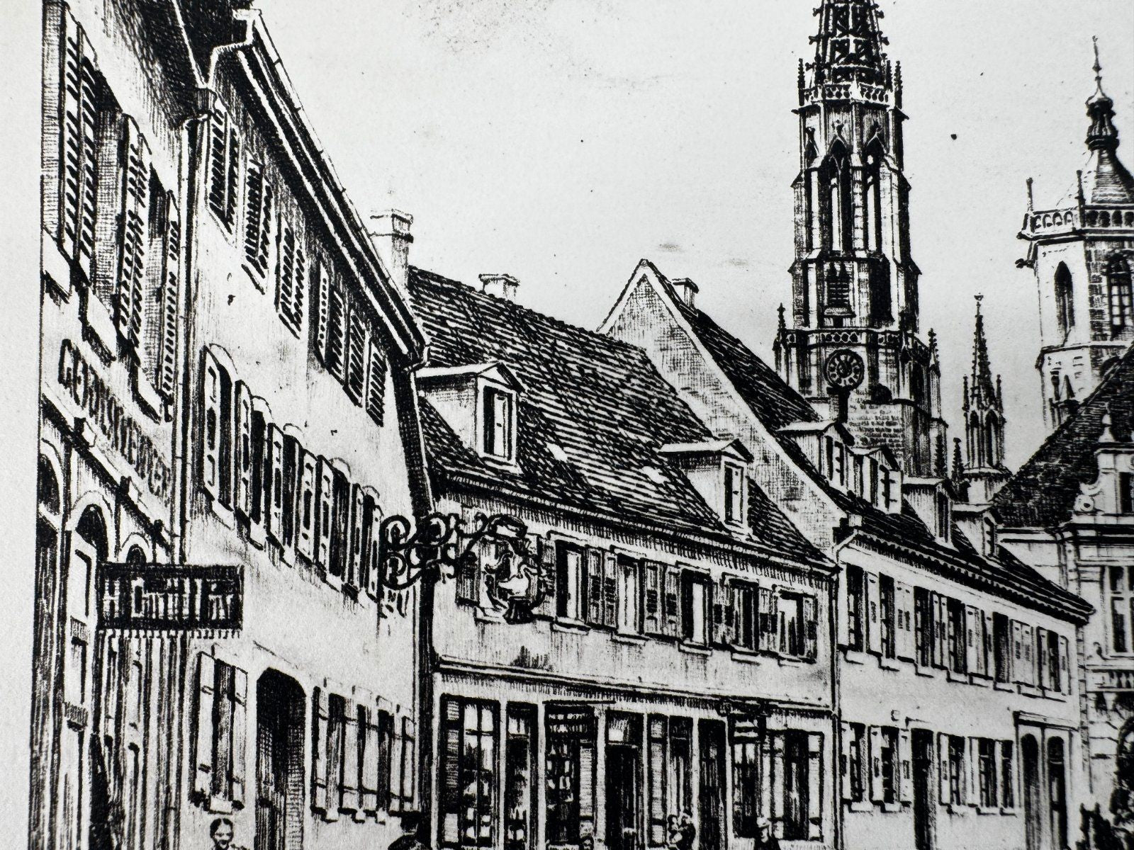 * HEINZ WEHLISCH ORIGINAL RADIERUNG BÜHL SCHWANENSTRASSE UM 1905